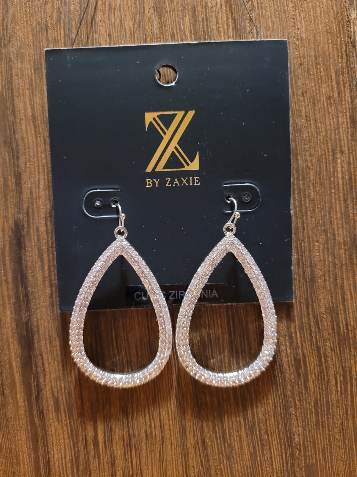 Z By Zaxie Fashion Silver Teardrop Sparkly Fishhook Earring Cubic Zirconia NWT