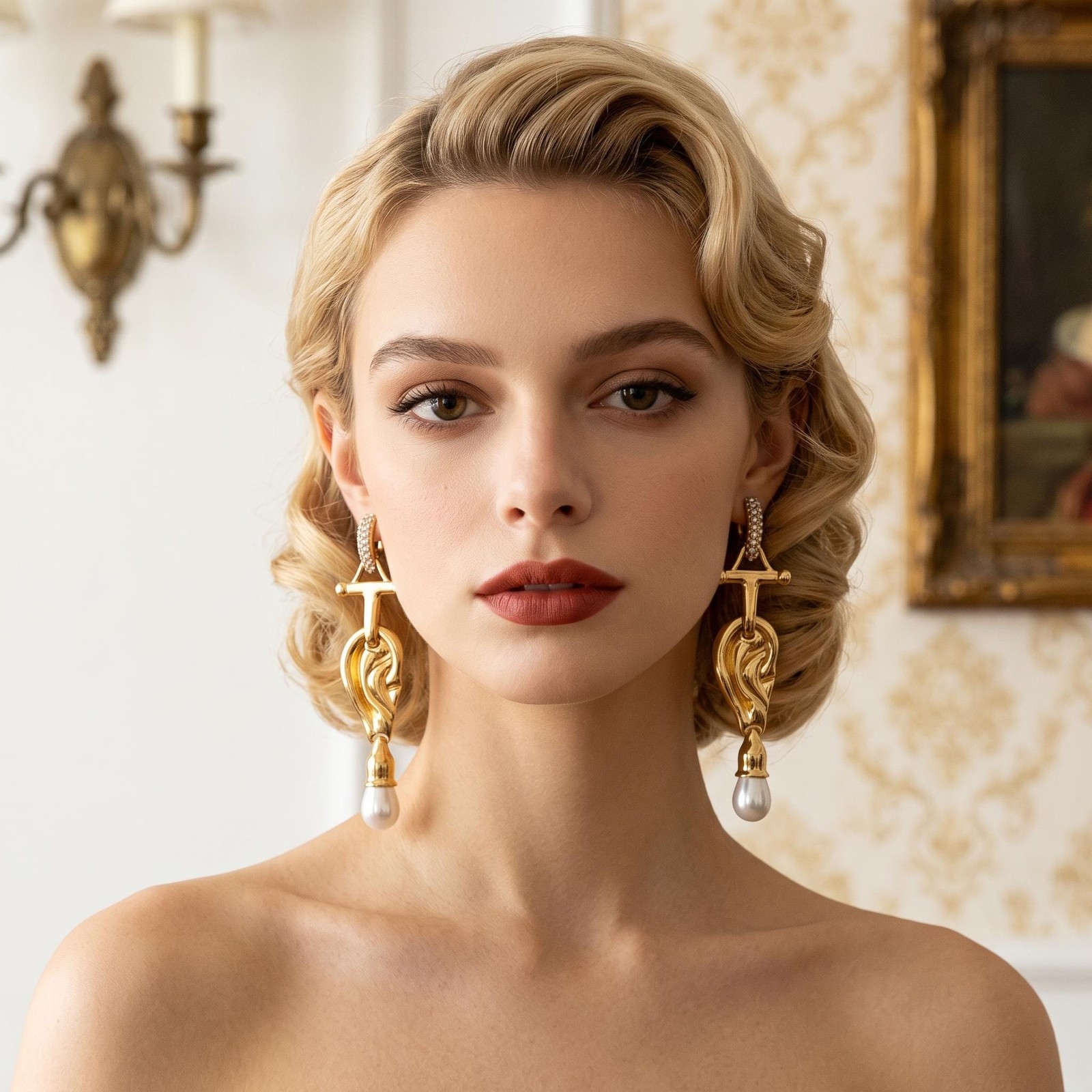 Surreal Ear Charm Earrings, Schiaparelli Pearl Drop Dangle,Avant Garde Anatomy