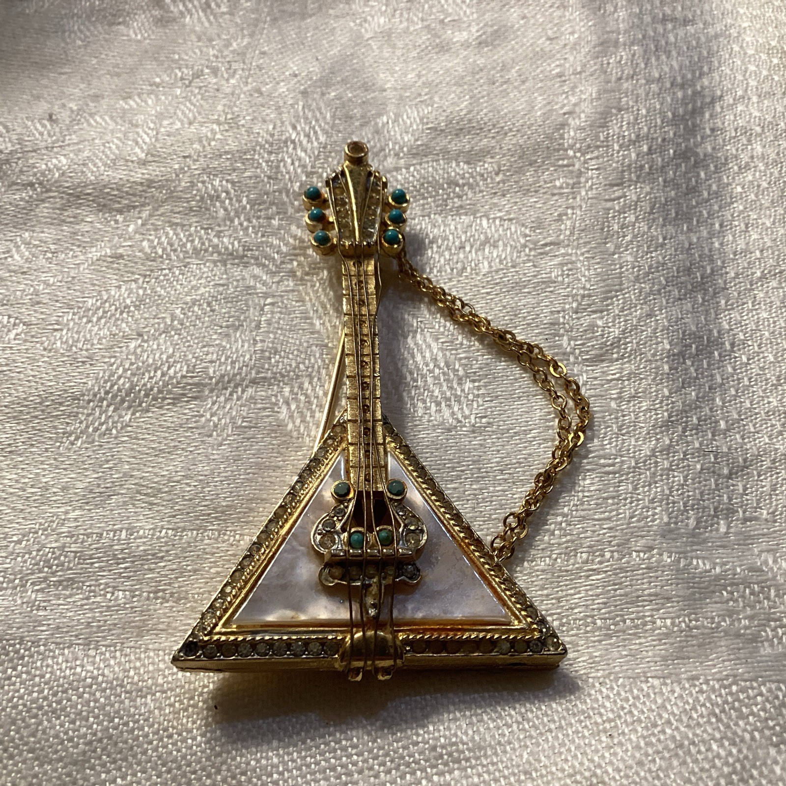 vintage balalaika guitar brooches/ MOP by R. Mandle Rare Highly Collectible