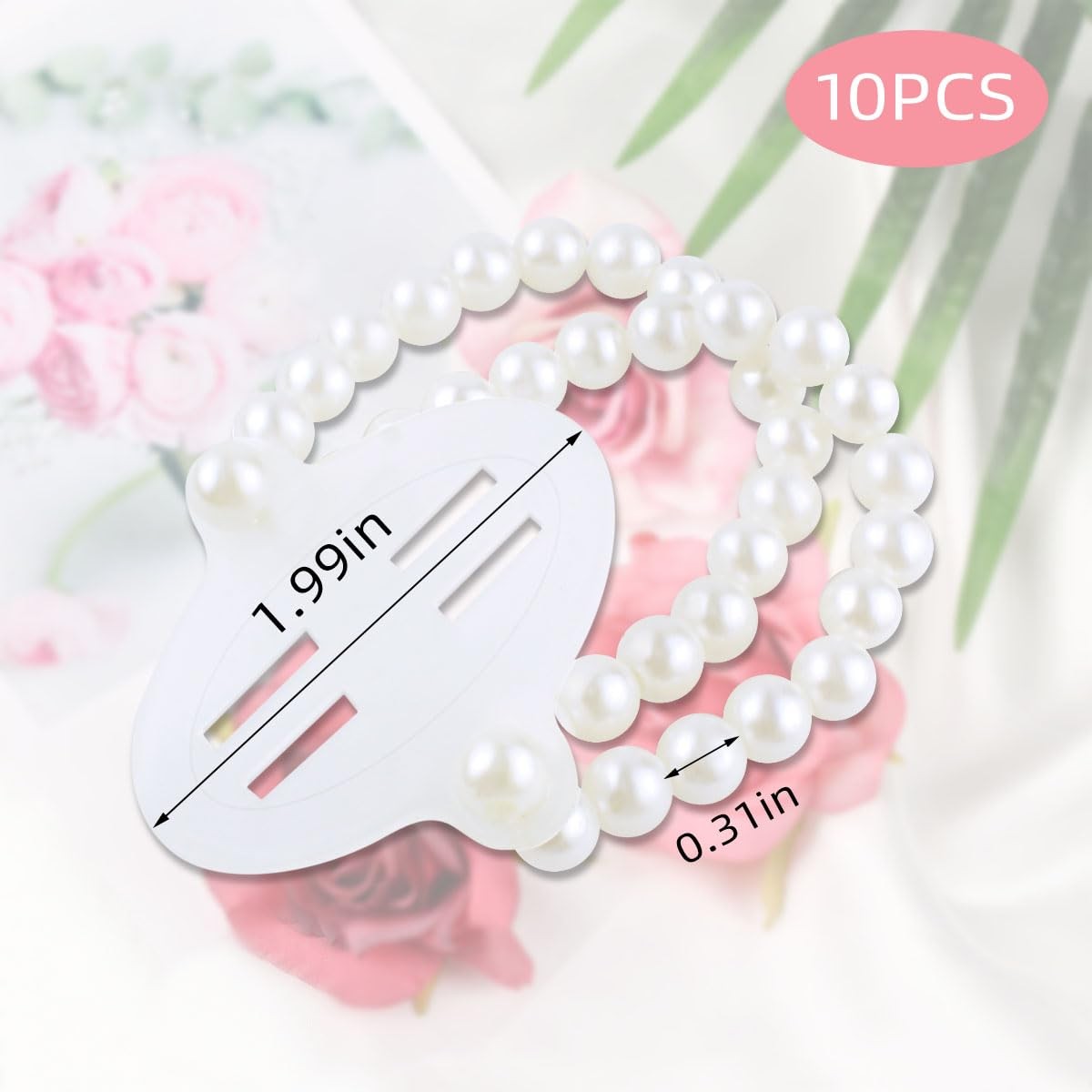 10 Pieces Pearl Corsage Wristlet Bracelet Elastic Wrist Corsages Bands for We…