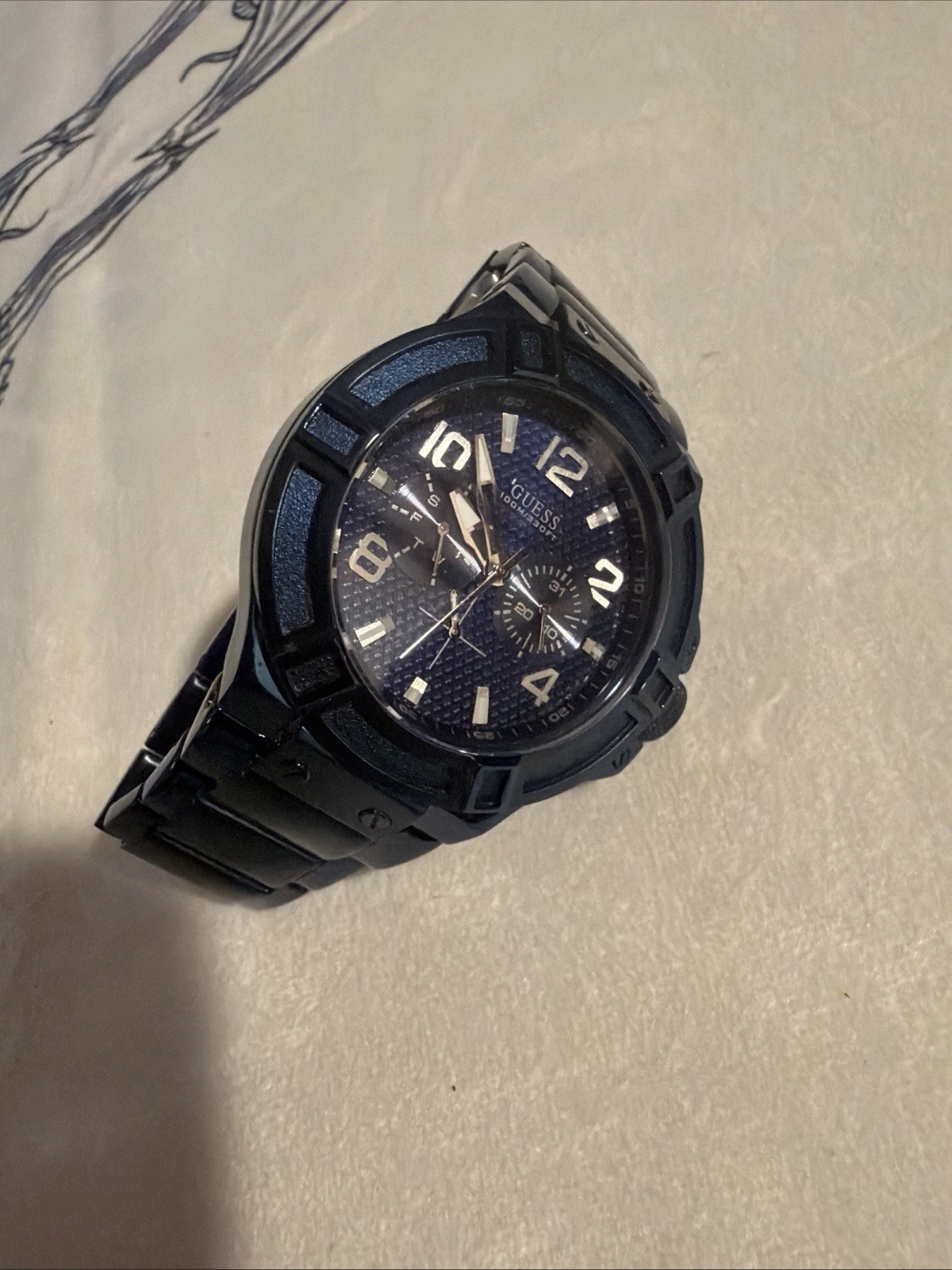 GUESS Men’s U0218G4 Rigor Iconic Blue Waterpro Multi-Function Watch