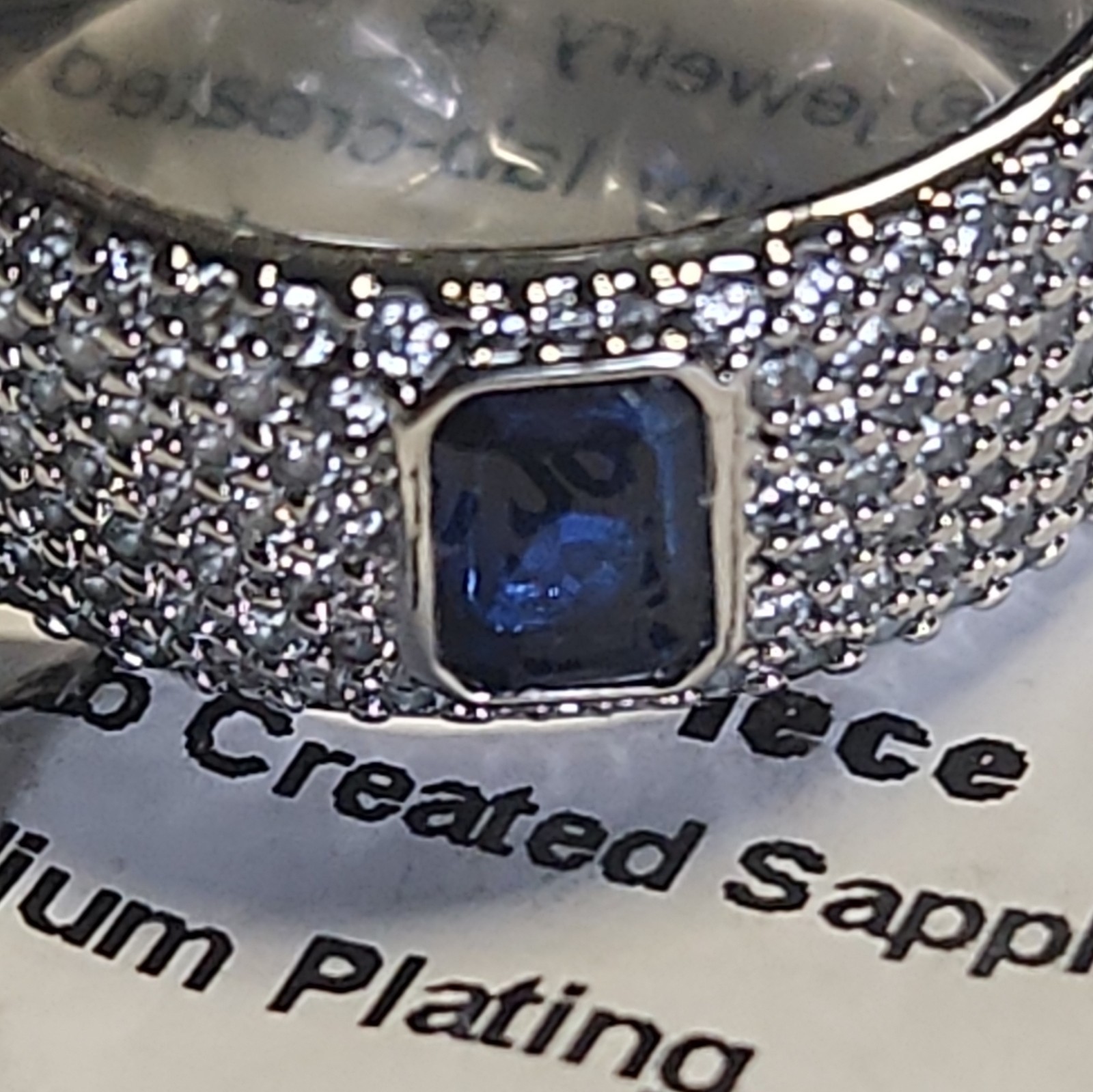 Bomb Party RBP8138 Lab-Created Sapphire On Rhodium “A Statement Piece” Ring Sz 9