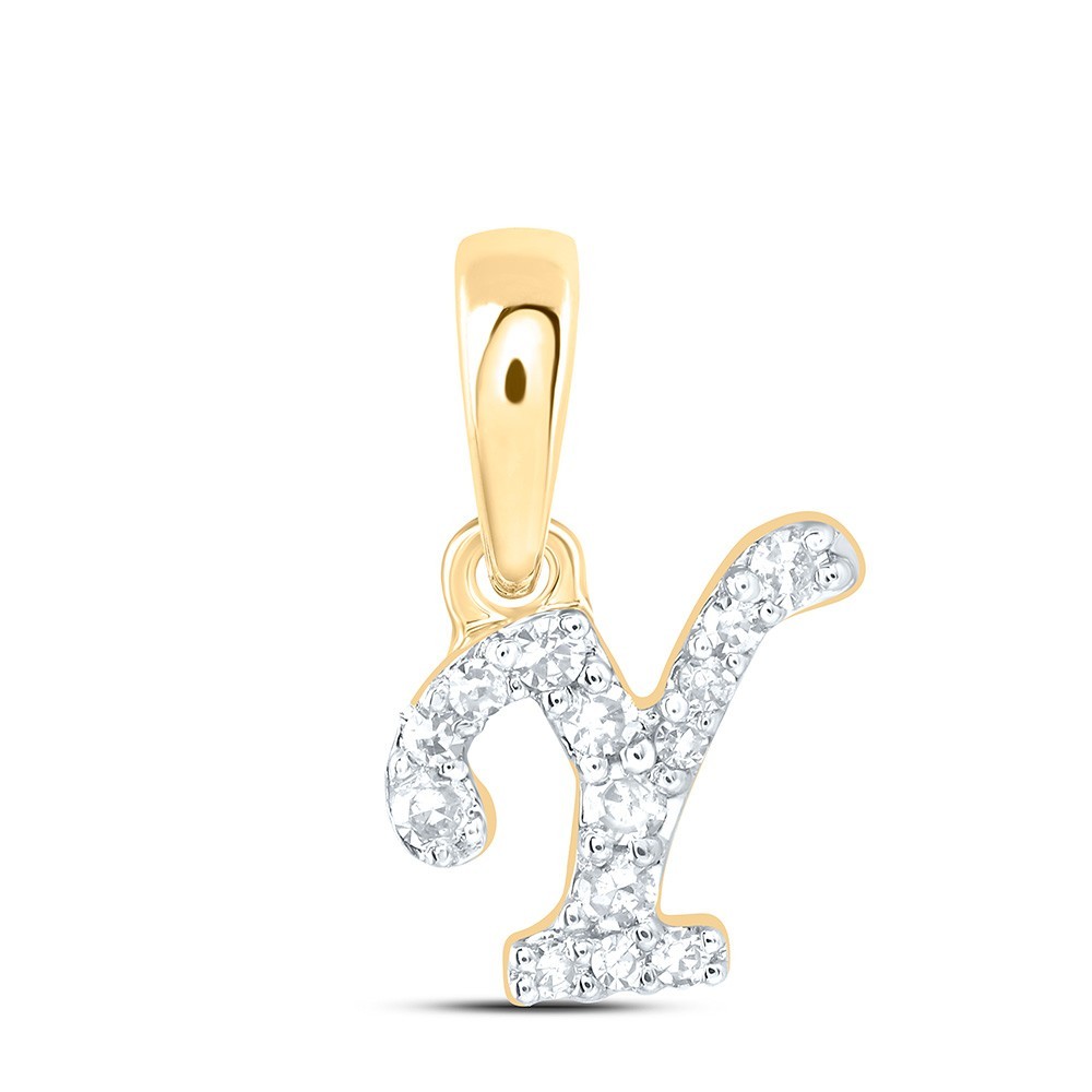 0.05CTW Natural Diamond 0.27g 10k Yellow Gold Initial “Y” Pendant Letter Charm