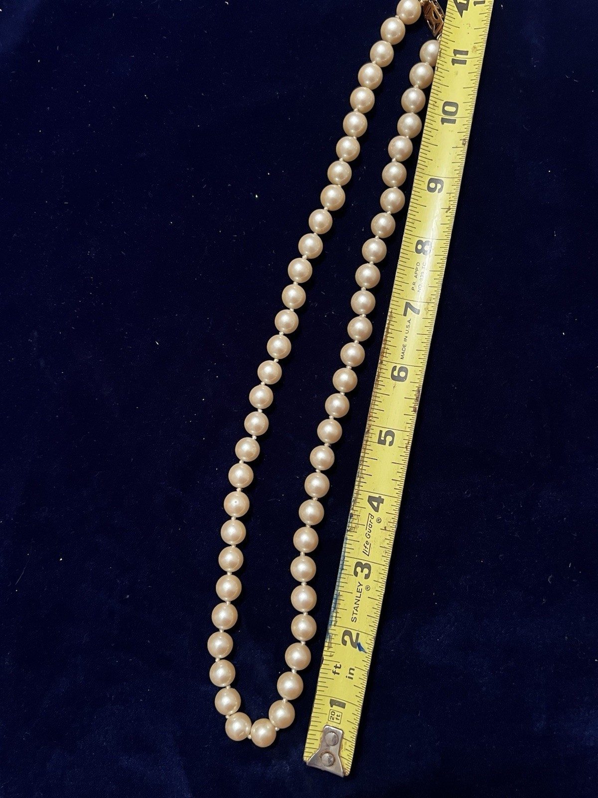 Monet Signed Ivory Simulated Pearl Beaded Strand Necklace, Box Clasp