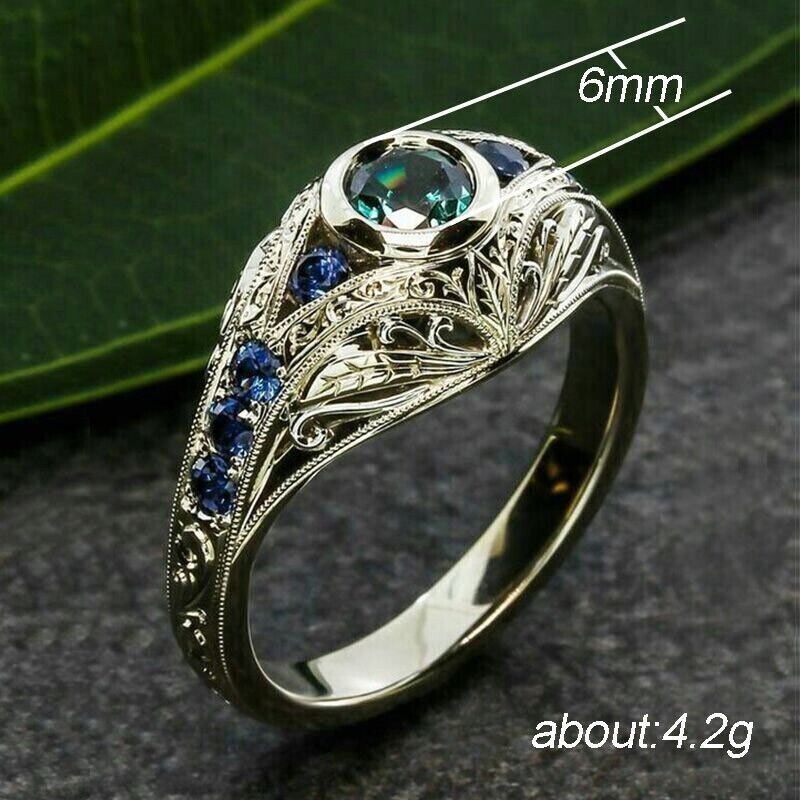 2 Ct CZ Vintage Style Ring 925 Silver Plated Intricate Design Gift Ring For Men