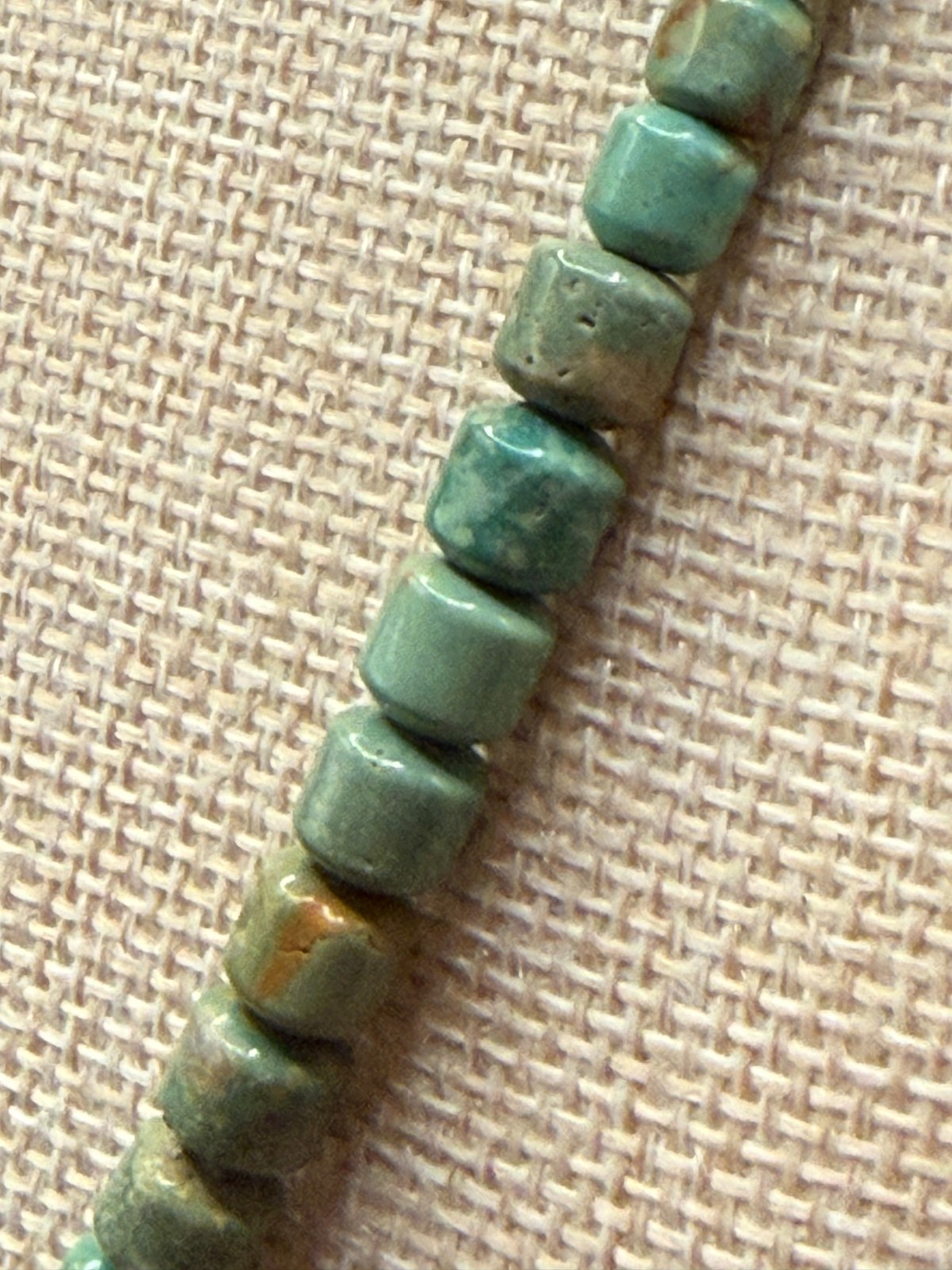 Vintage Amazonite Cube Bead Necklace Sterling Silver 925 Hook Clasp Estate 20”