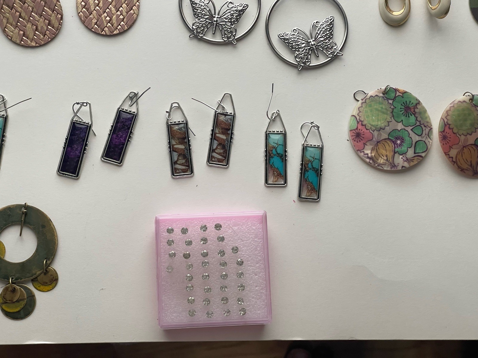EARRINGS LOT DANGLE DROP HOOP STUD