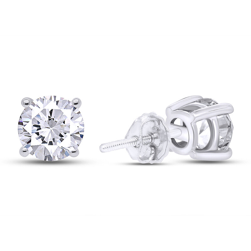 Certified D Color VVS1 Moissanite Solitaire Stud Earrings Screwback