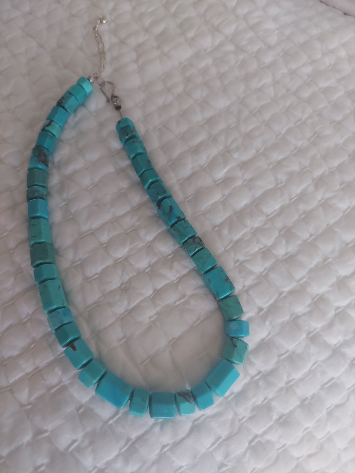 genuine turquoise bead necklce with sterling closure