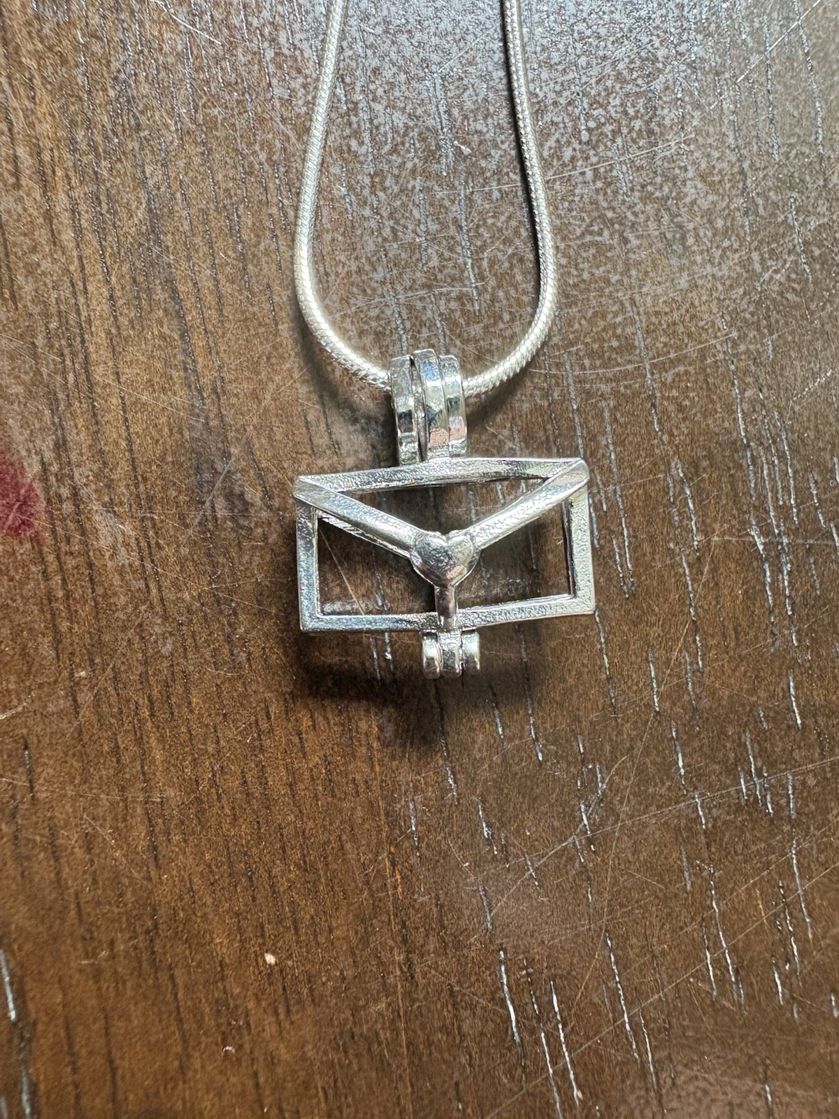 Silver Plated Pearl Cage and Sterling (925) 18″ necklace #34 Envelope