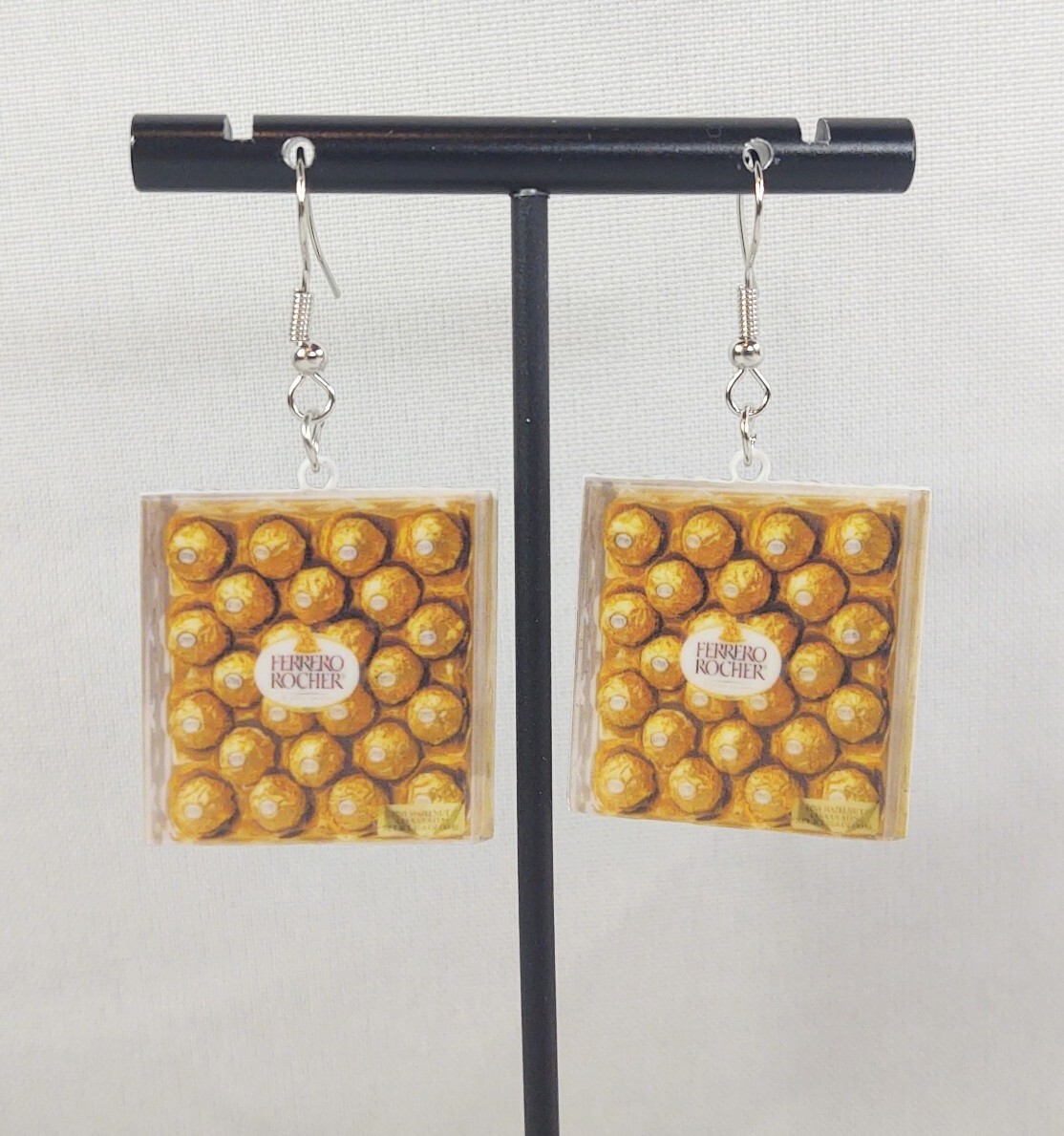 Hook Drop Dangle Pierced Earrings Ferrero Rocher Candy Sweets Costume Jewelry