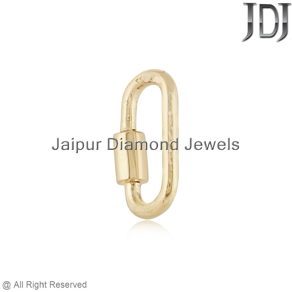 Solid 14k Yellow Gold Carabiner Clasp Finding Handmade Jewelry Gift Finding