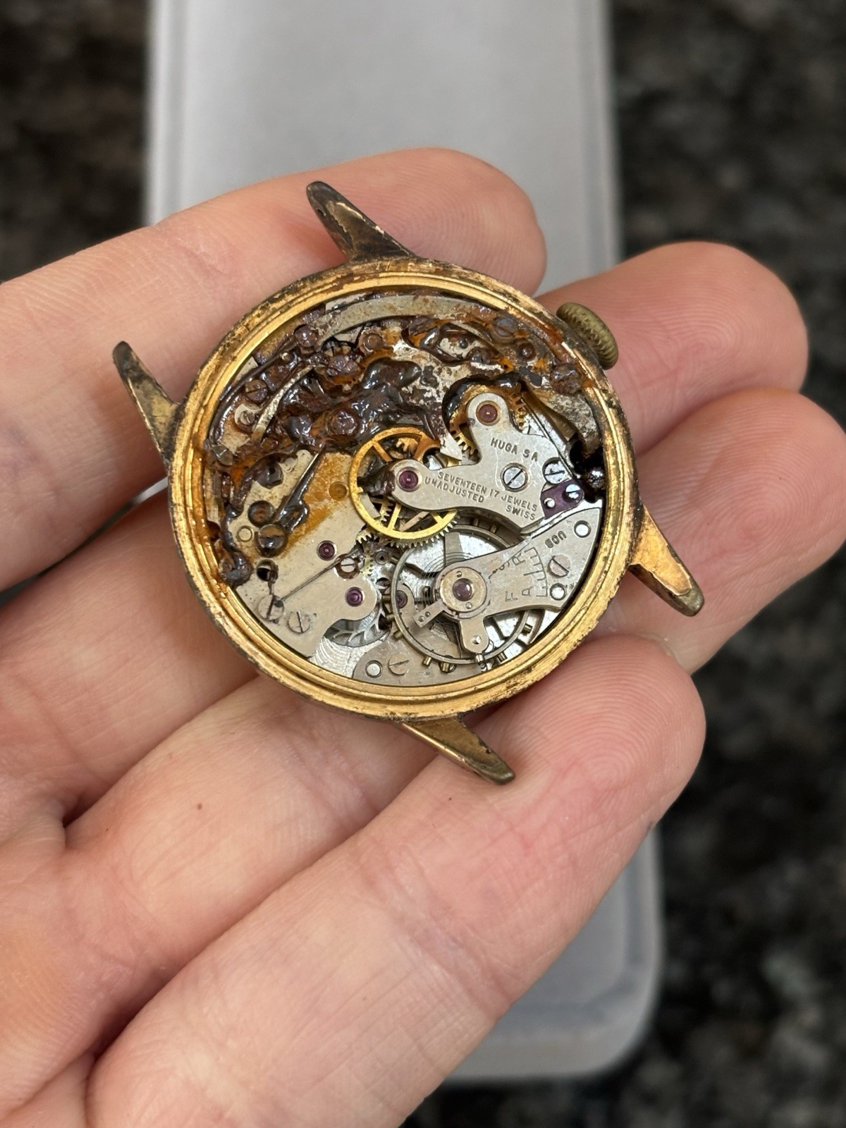 Vintage Hugex Chronograph Valjoux Swiss 17J Men’s Watch – For Restoration Repair