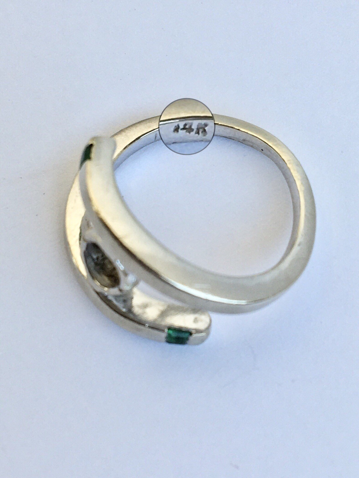 14K Solid White Gold 5g Custom Emerald Ring Remount Setting Size 5.5 Handmade