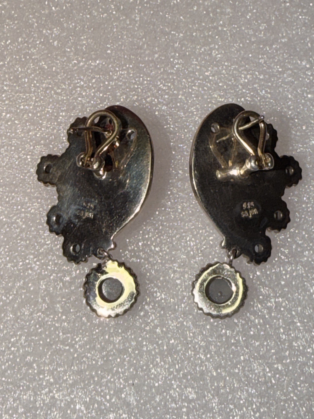 Vintage Sajen 925 Sterling Silver Carved Goddess Face Earrings