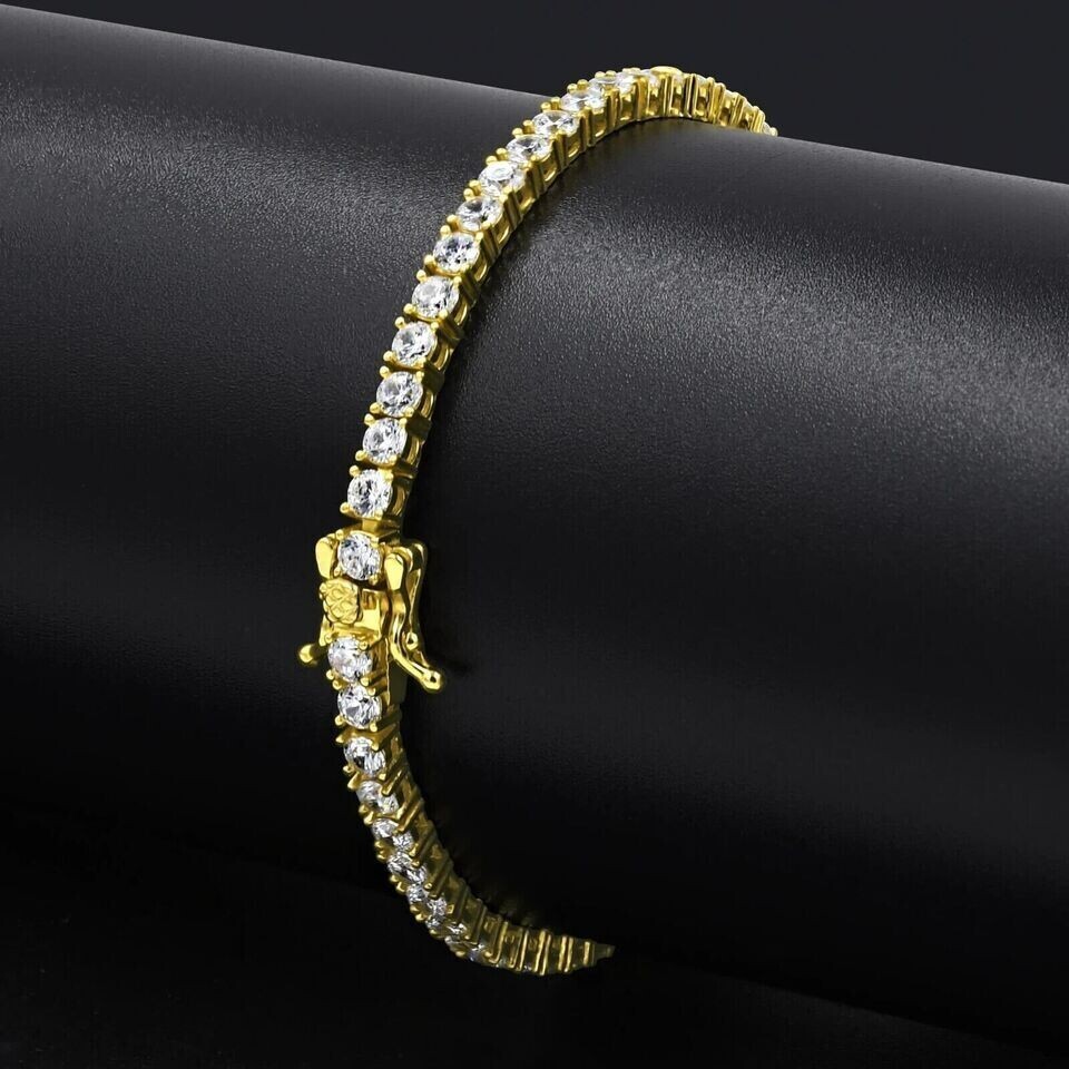 6.60Ct Round Cut Lab Grown/CVD Diamond 10k Yellow Gold Women’s Tennis Bracelet