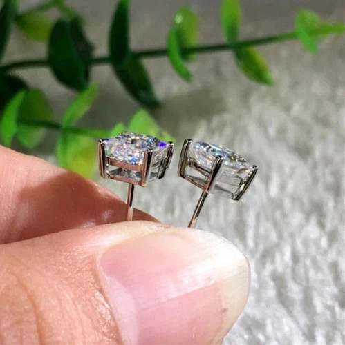 2Ct Princess-Cut Lab Created Diamond Solitaire Stud Earrings 14K White Gold Over