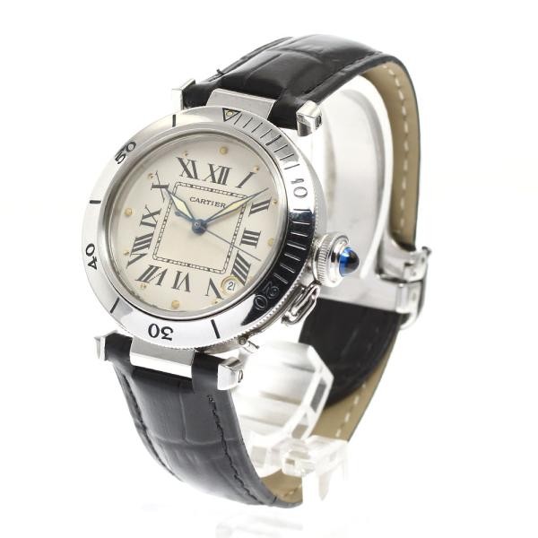Cartier Pasha C W3100255 35mm SS Beige Dial Automatic Date Watch #C7446