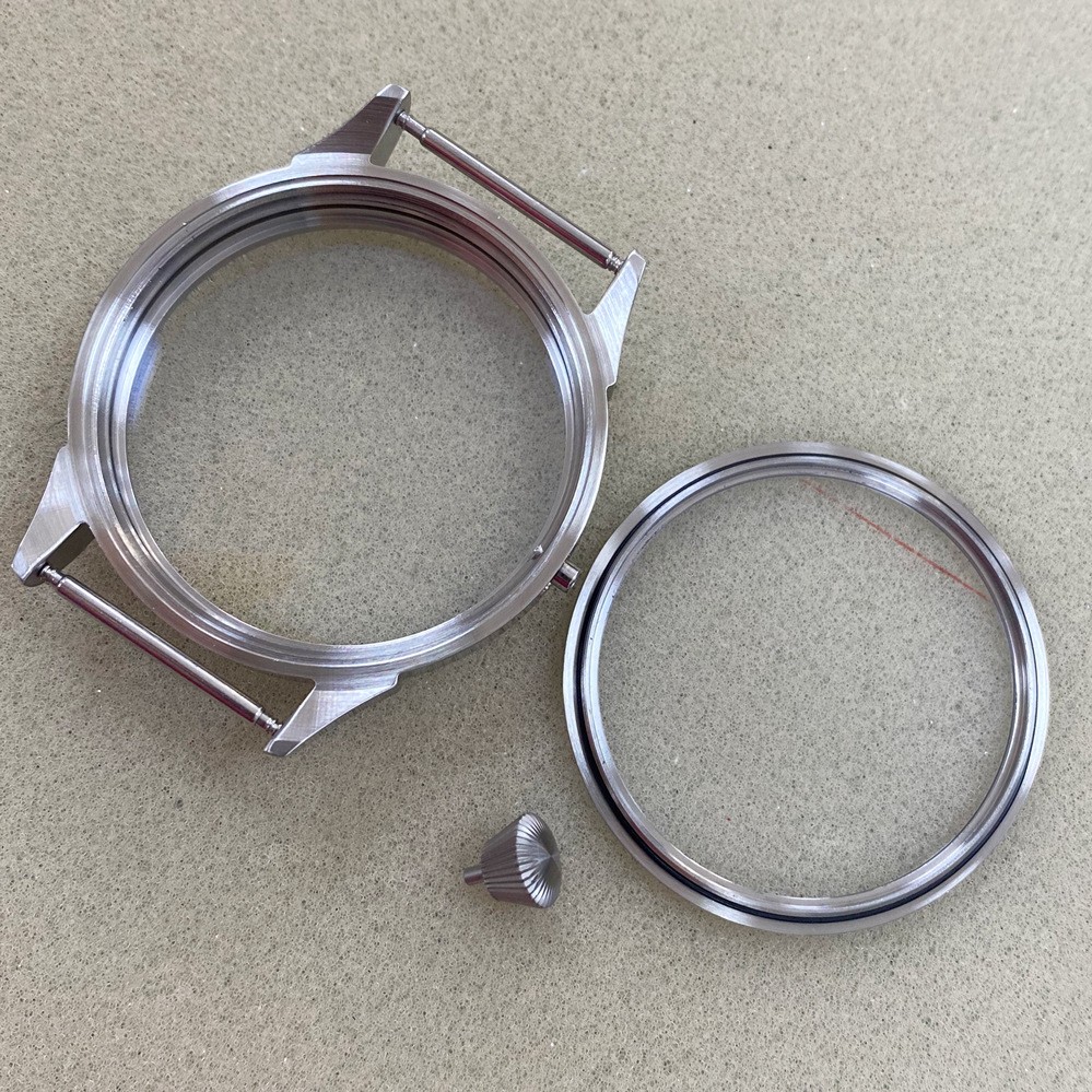 42mm 316L Solid Stainless Steel Watch Case Frosted For ETA 6497 ST3600 Movement