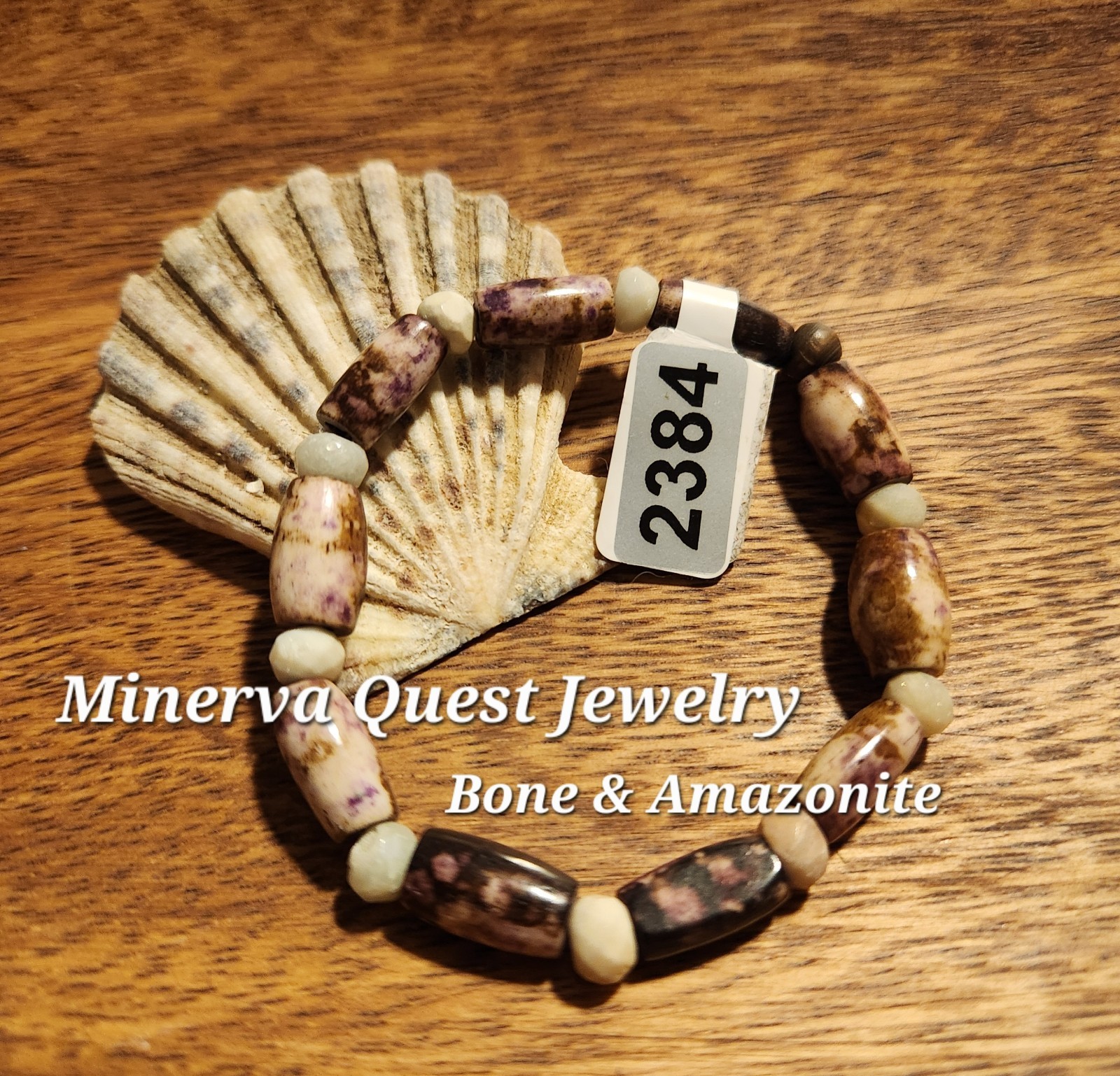 Handmade Artisan Colorful Carved Barrel Bead And Amazonite Bracelet #2384