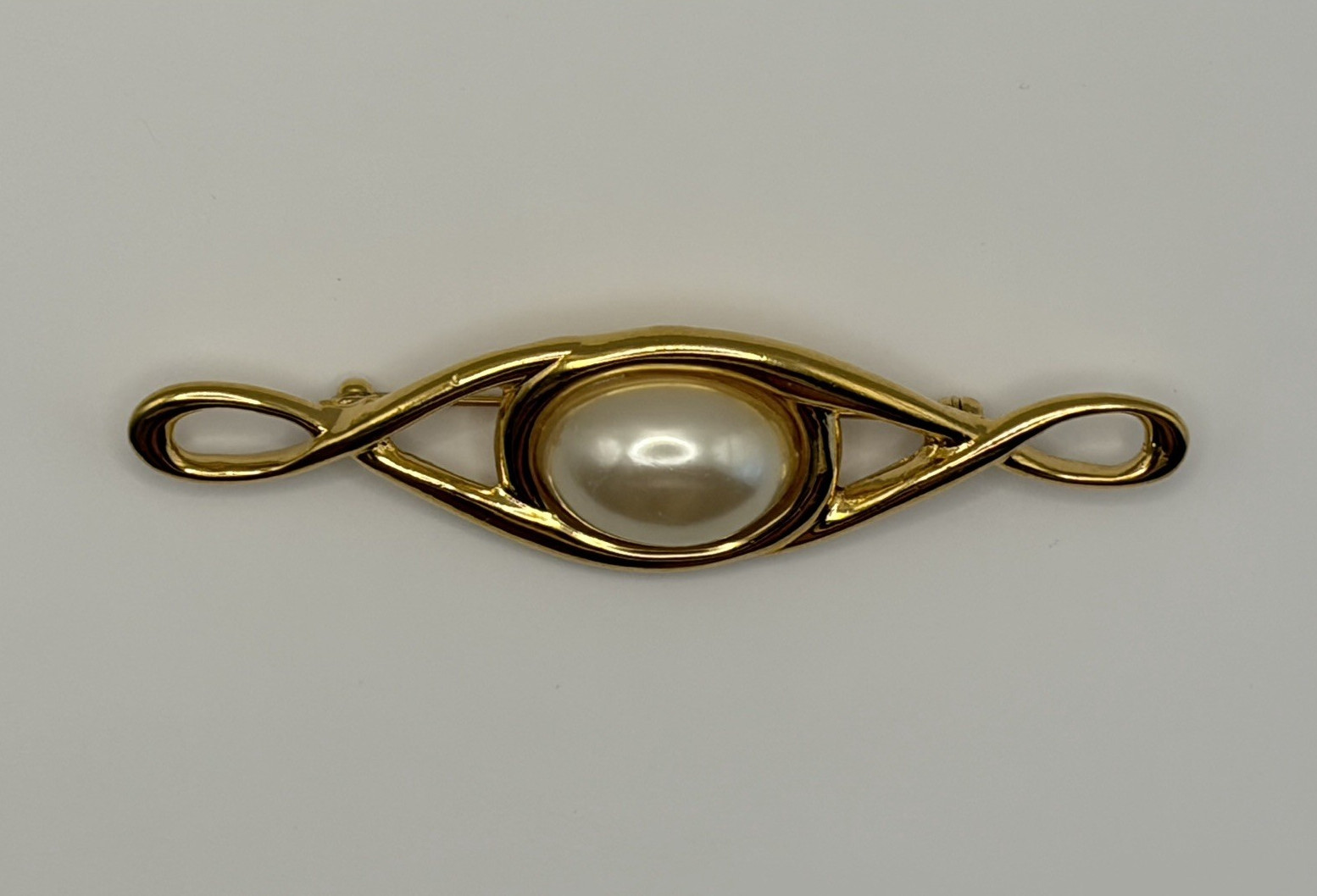 Vintage Napier Signed Faux Pearl Bar Brooch