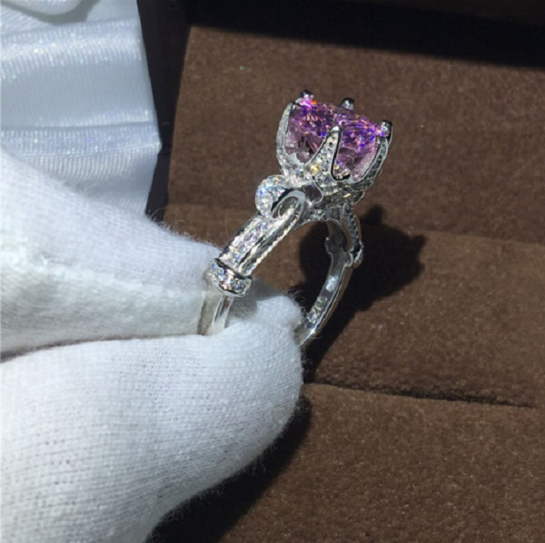 2.30Ct Round Lab-Created Diamond Flower Engagement Ring 14K White Gold Finish