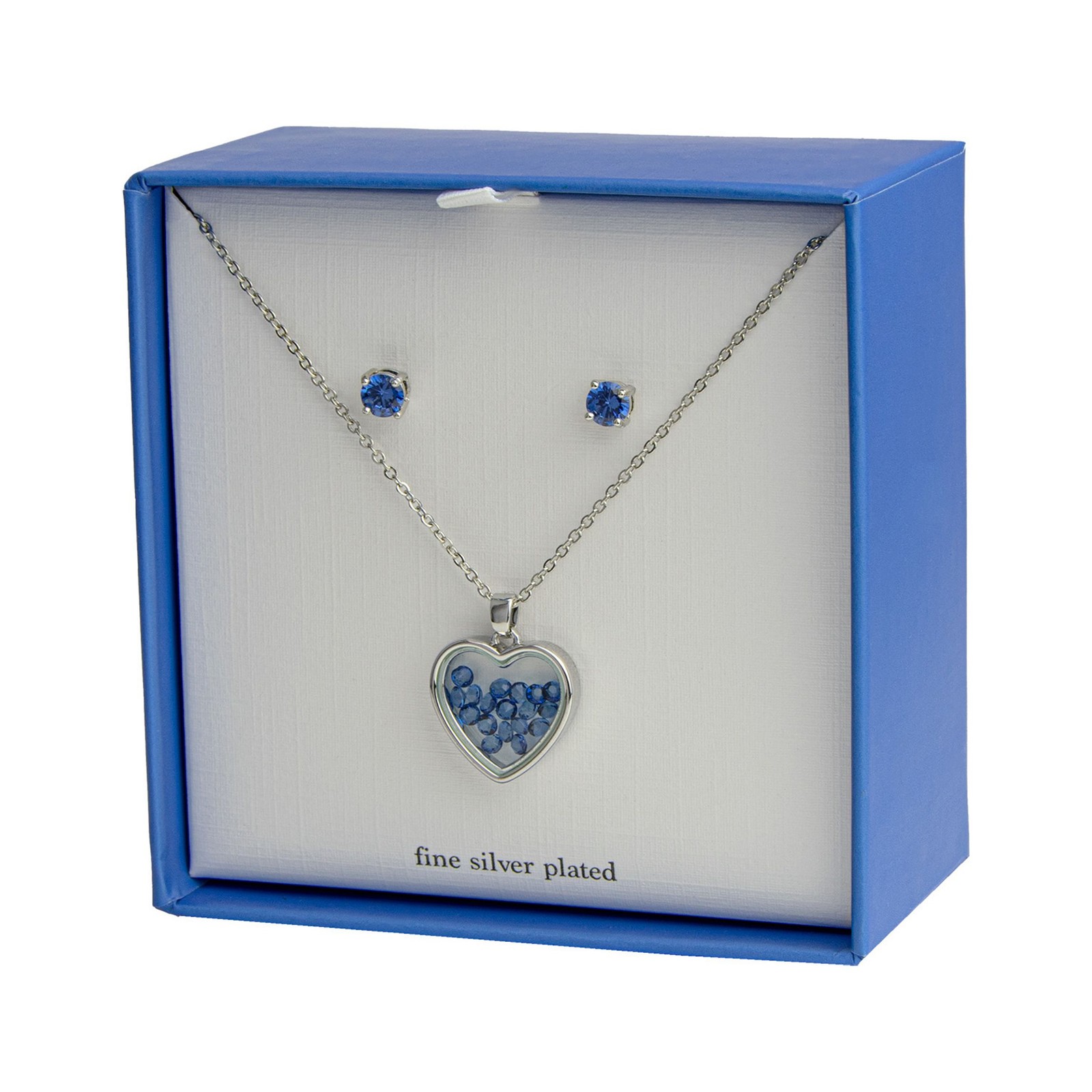 The Skyline Collection September Birthstone Blue Sapphire Heart Jewelry Set