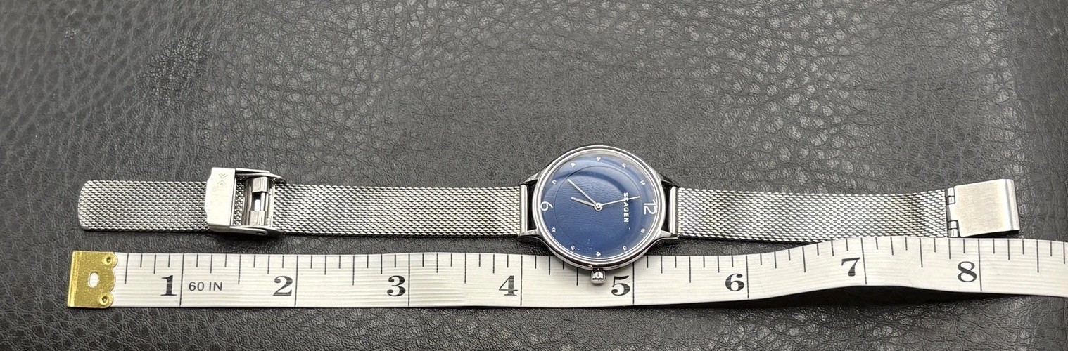 Skagen Anita Stainless Steel Mesh Blue Dial Women’s Watch NEEDS BATTERY
