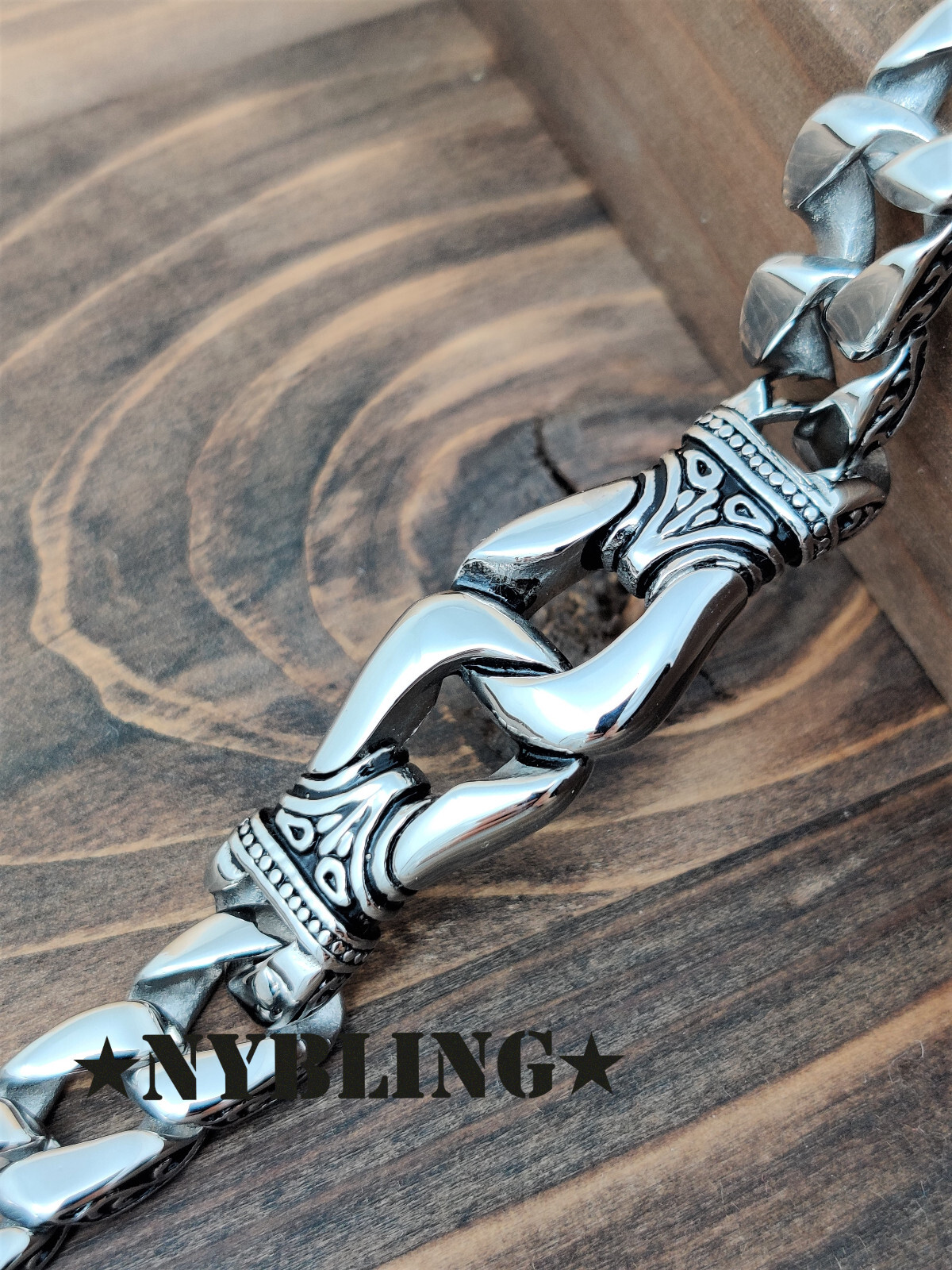 Mens Solid Stainless Steel Gothic Motorcycle Biker Chain Bracelet Wristband Gift