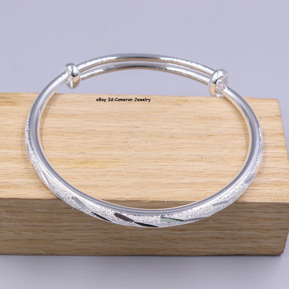 Pure S999 Fine Silver 999 Bangle Wave Adjustable Bracelet 25-26g ID:56-62mm