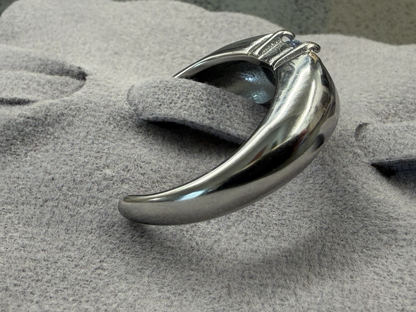 QUATTROFORT Liquid Metal Chrome Clear Crystal Cyber Gothic Steel Size 7