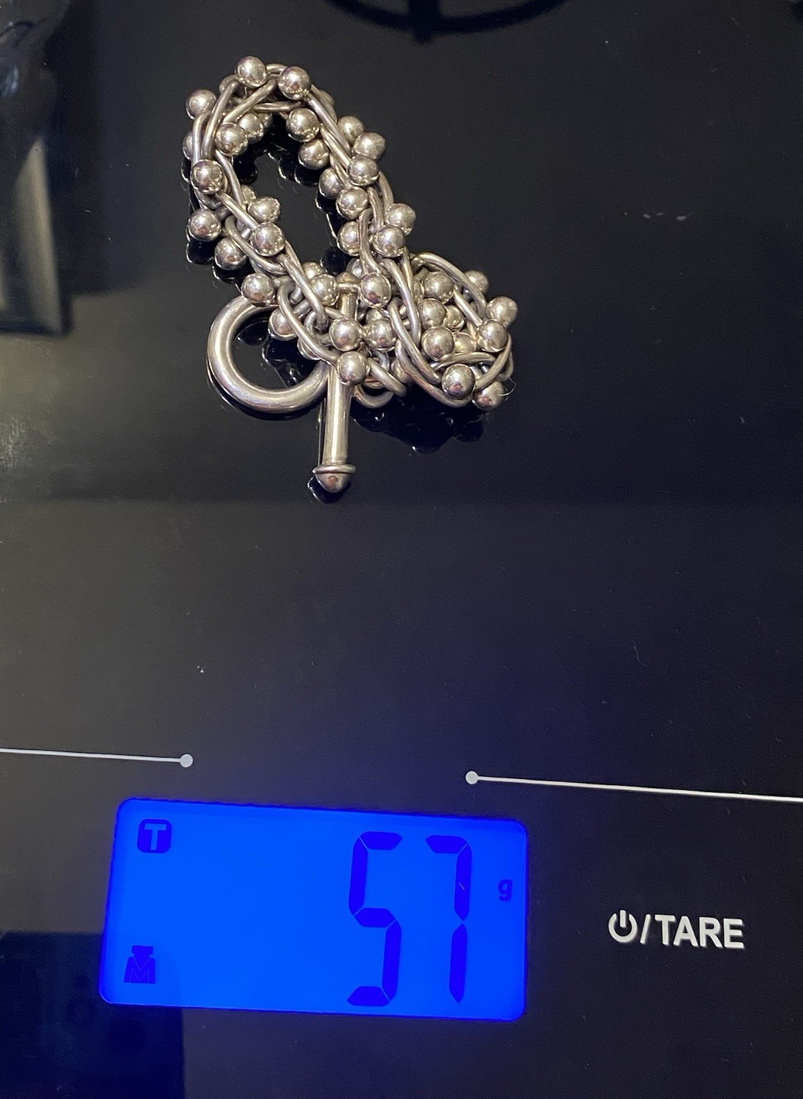 Mexico 925 Sterling Silver DNA Toggle Link Bracelet 57 G. Heavy