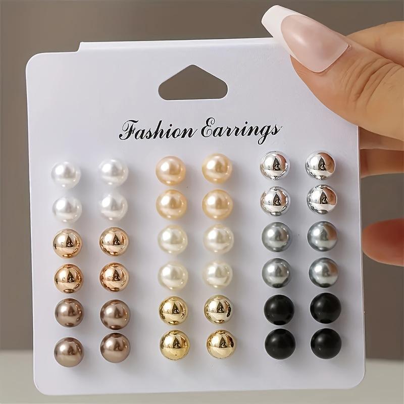 18 Pair Elegant Multi-color Imitation Pearl Stud Earrings Korean Jewelry Set