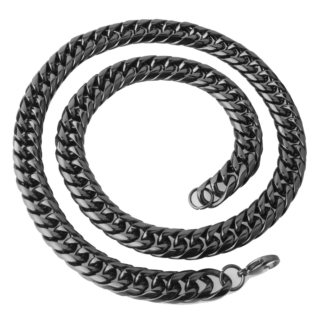 9/11/13/16/20mm Mens Cuban Curb Black Necklace Stainless Steel Link Chain 7″-40″