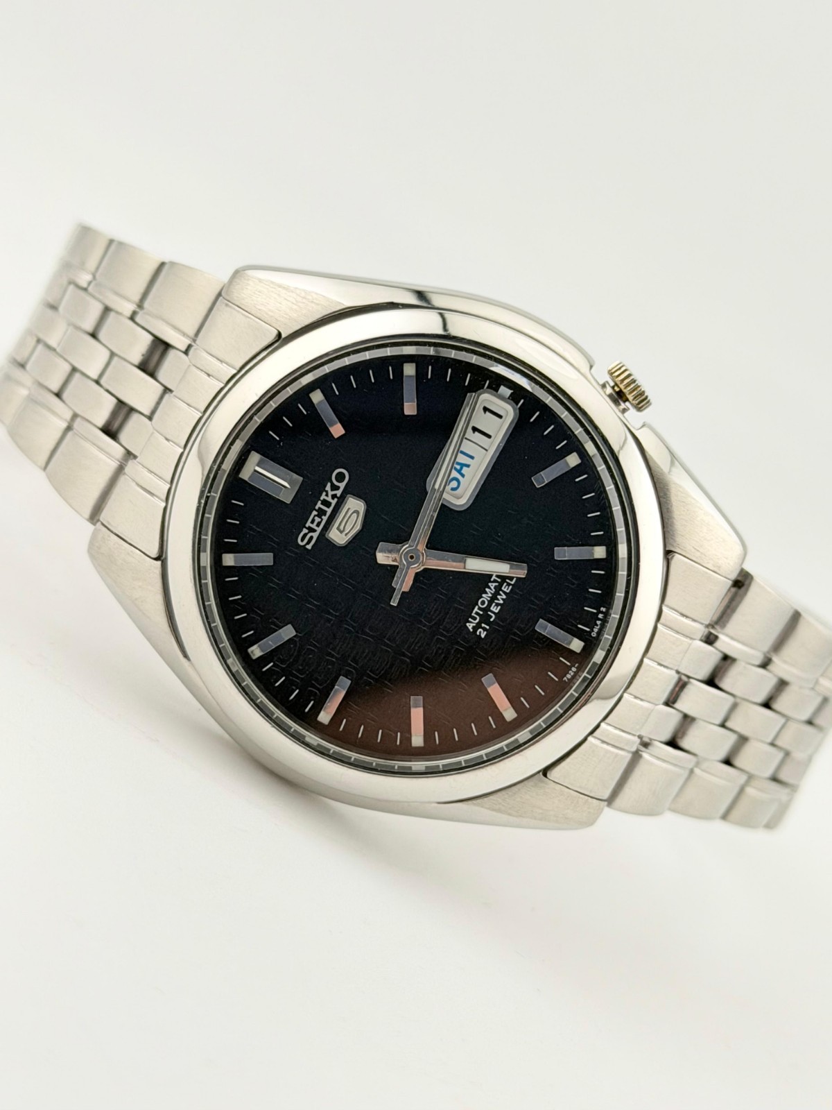 Vintage Seiko 5 Automatic Watch SNK361 Black Dial Men’s Wristwatch 7S26 Movement