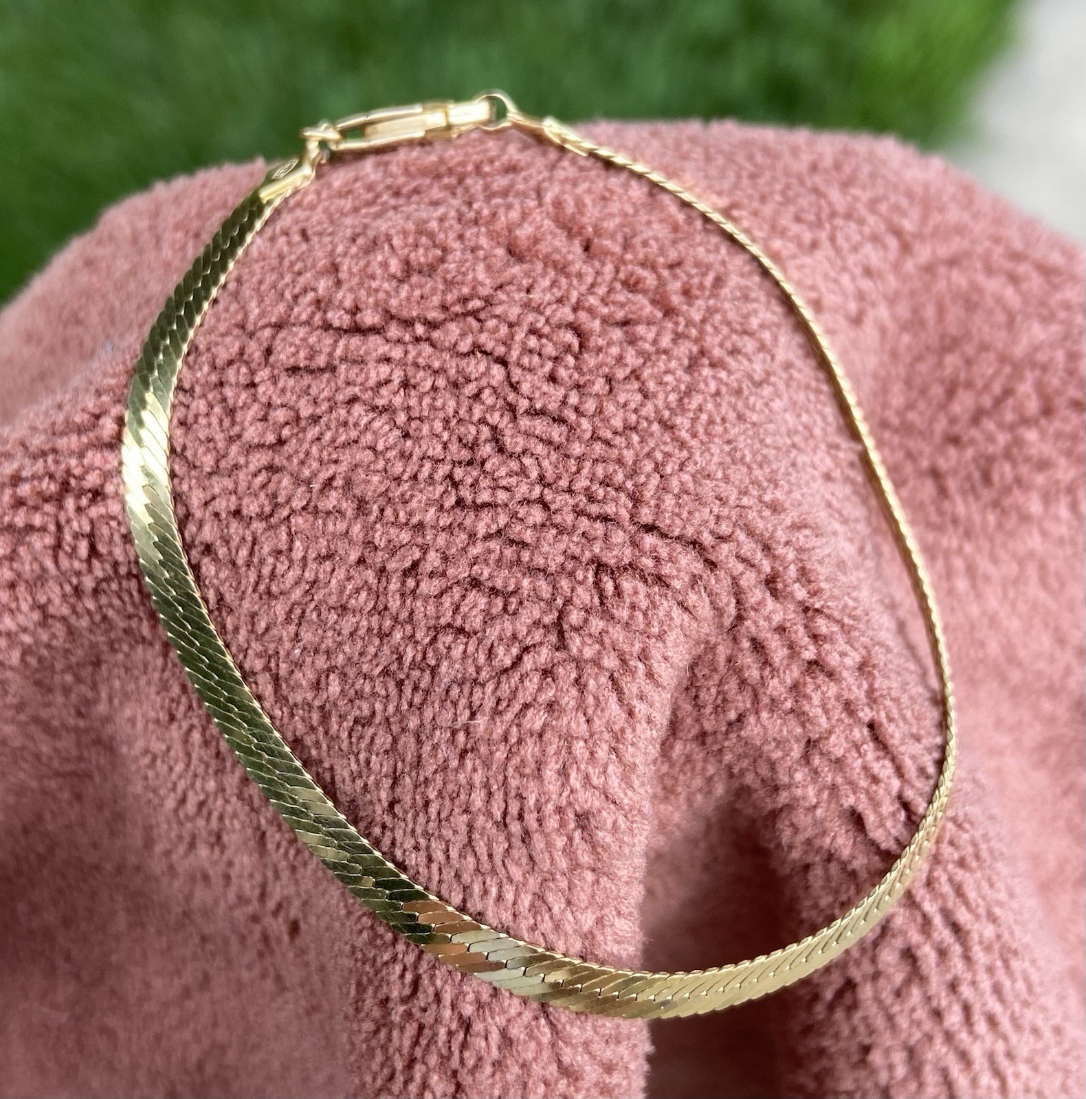 Vintage 14K Gold Reversible Diamond Cut Herringbone Bracelet 7” 3.15g 4mm