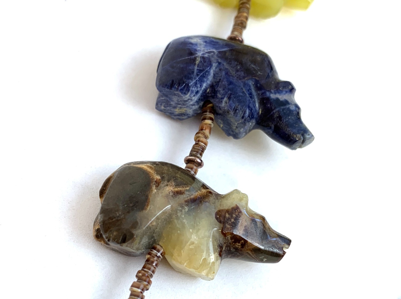 Zuni Fetish Necklace w/ Large Bears by Debra Gasper, Ray Tsethlikai / Multistone