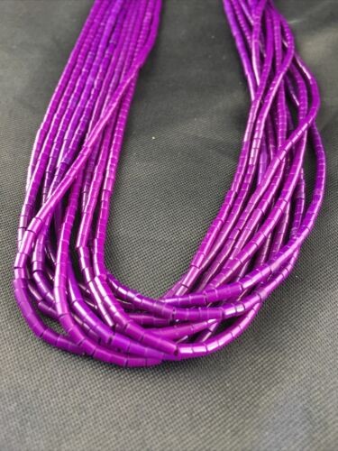 Navajo Sugilite 10 Strand Heishi Necklace | Sterling Silver Tubes 19″ 10169