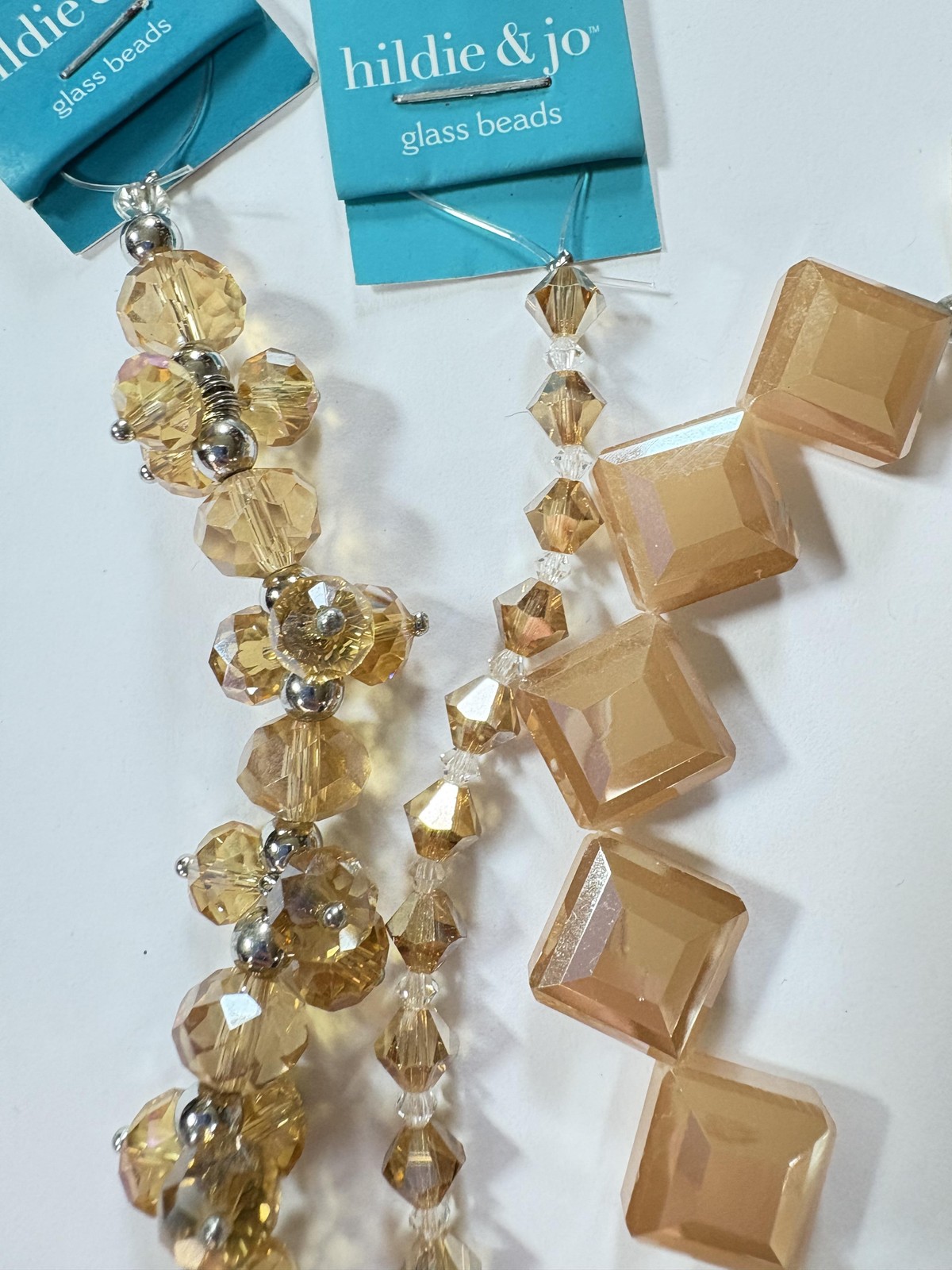 hildie & jo Glass Beads Lot of 3 Strands Faceted Bicone Square Amber Jewelry
