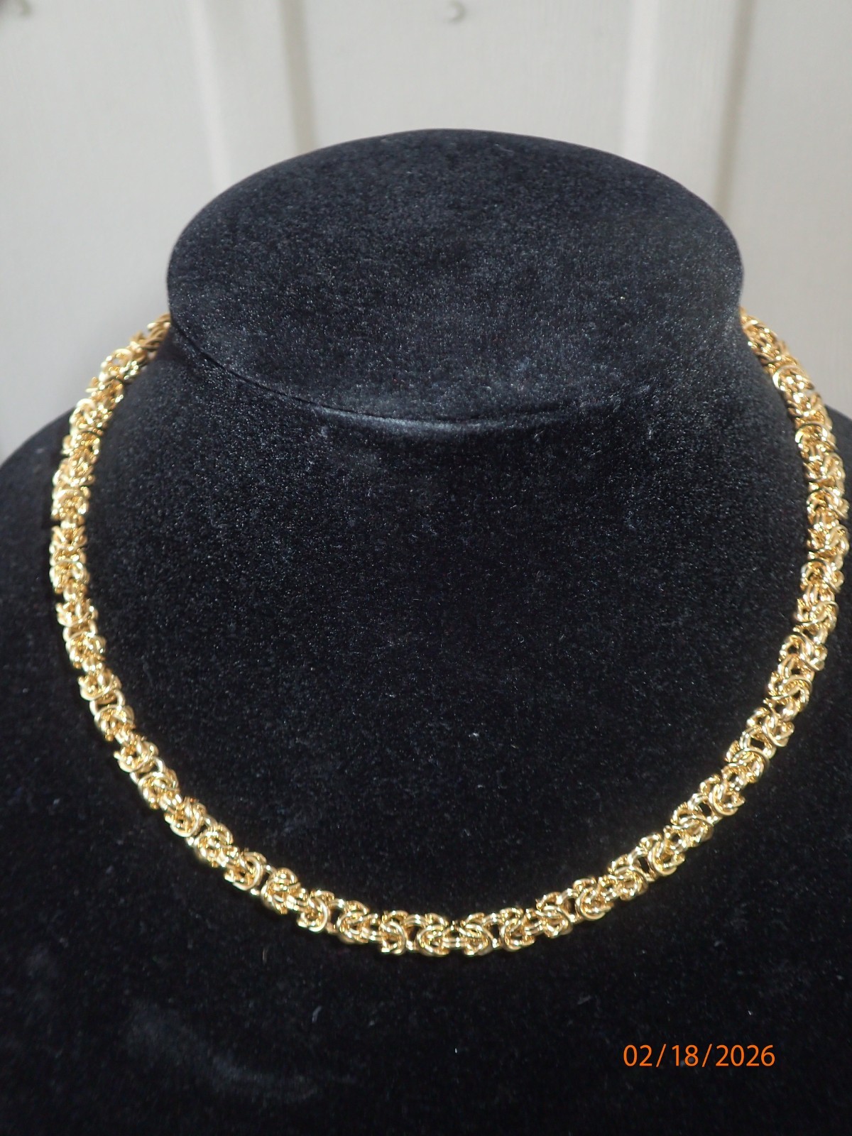 Bellezza 18k gold layrd Bronze Byzantine Necklace & Bracelet 2-piece Set 7″ 18″