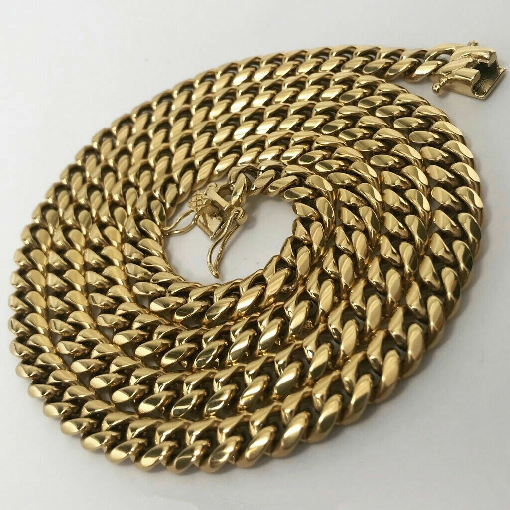 Men’s Miami Cuban Link Bracelet Chain 14K/18K Gold Plated Stainless Steel 4-14MM