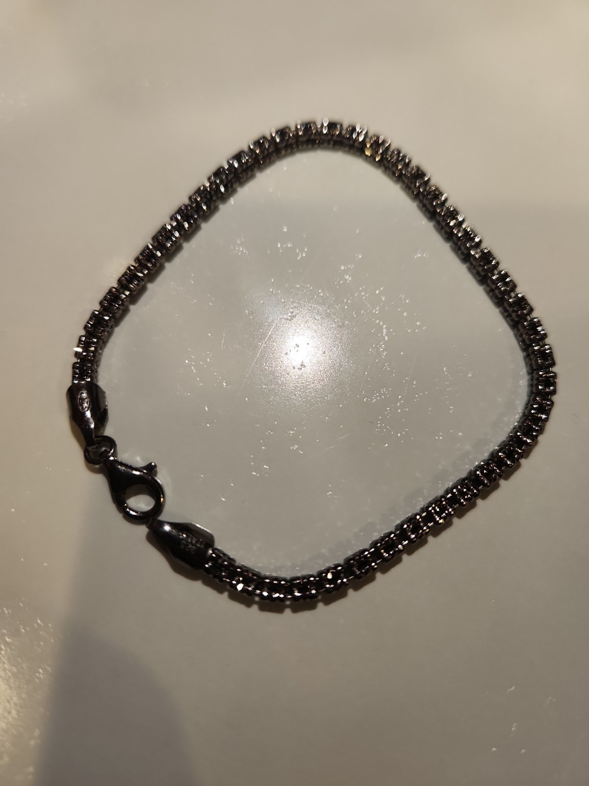 925 Italy Sterling Silver Black Ice Barrel Link Bracelet 8″ Men’s Women’s 3mm