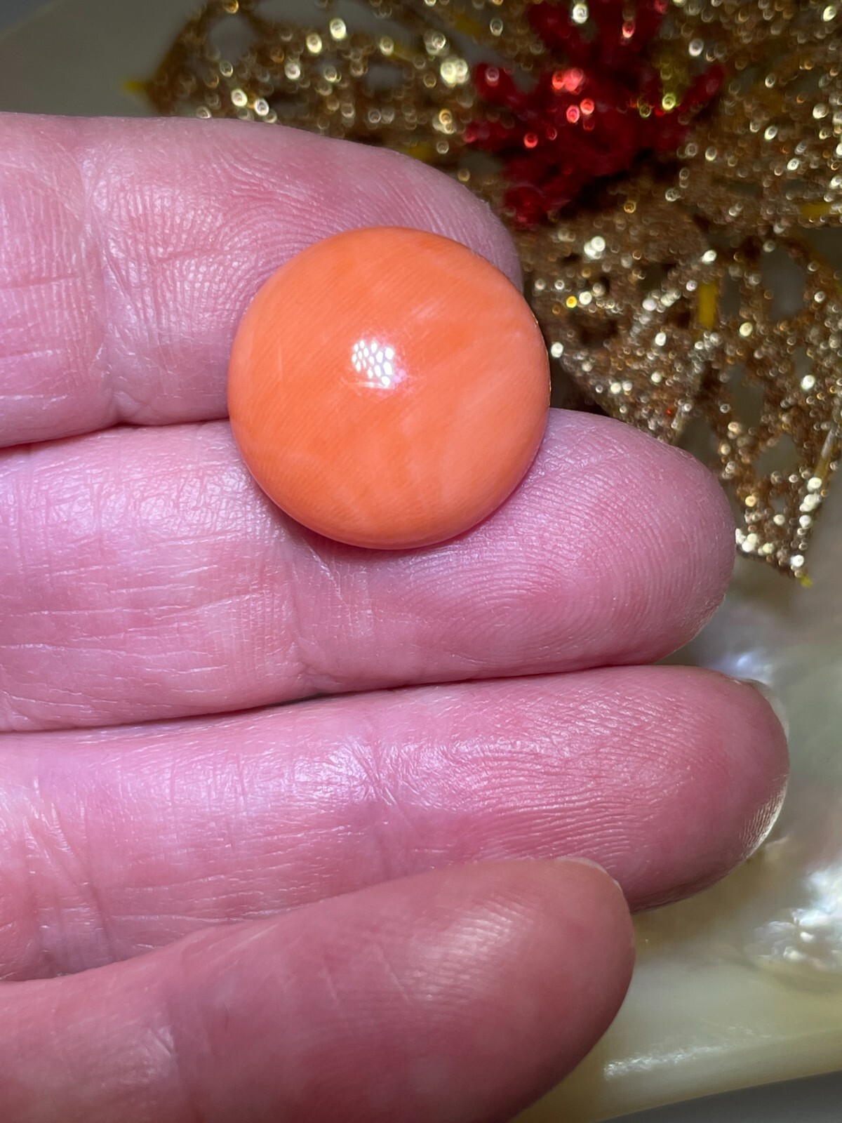 17.0mm Loose Vintage Natural Pacific Momo Coral Salmon Color 13.51ct