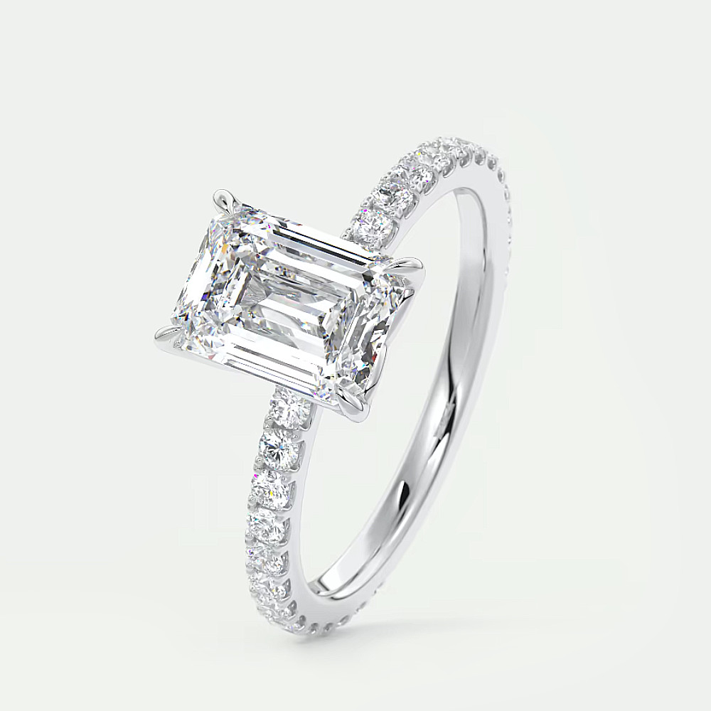 950 Platinum Wedding Ring IGI Lab Grown 2.50 Ct Emerald Cut Diamond Size 6 7 7.5