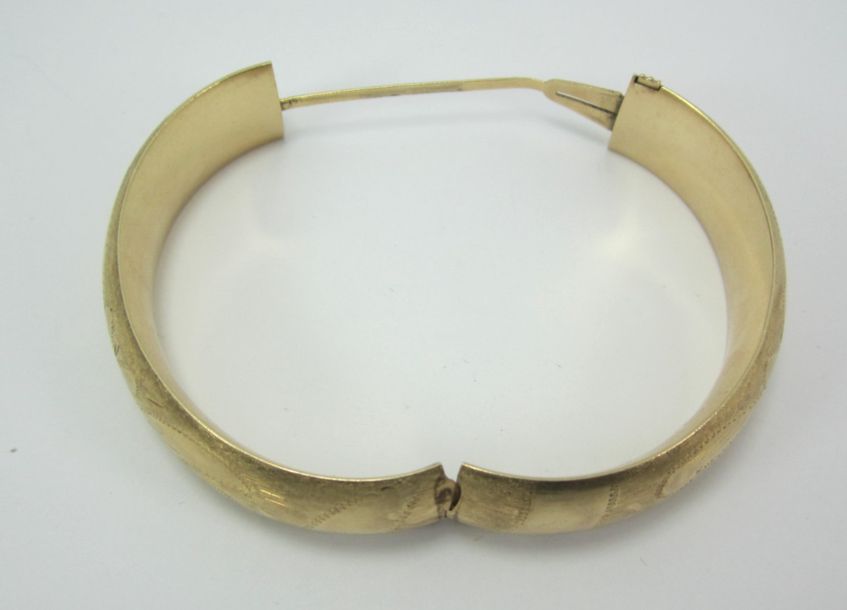 STUNNING LADIES 14K YELLOW GOLD FLOWER FLORAL BANGLE STYLE BRACELET (6″) 25.0G