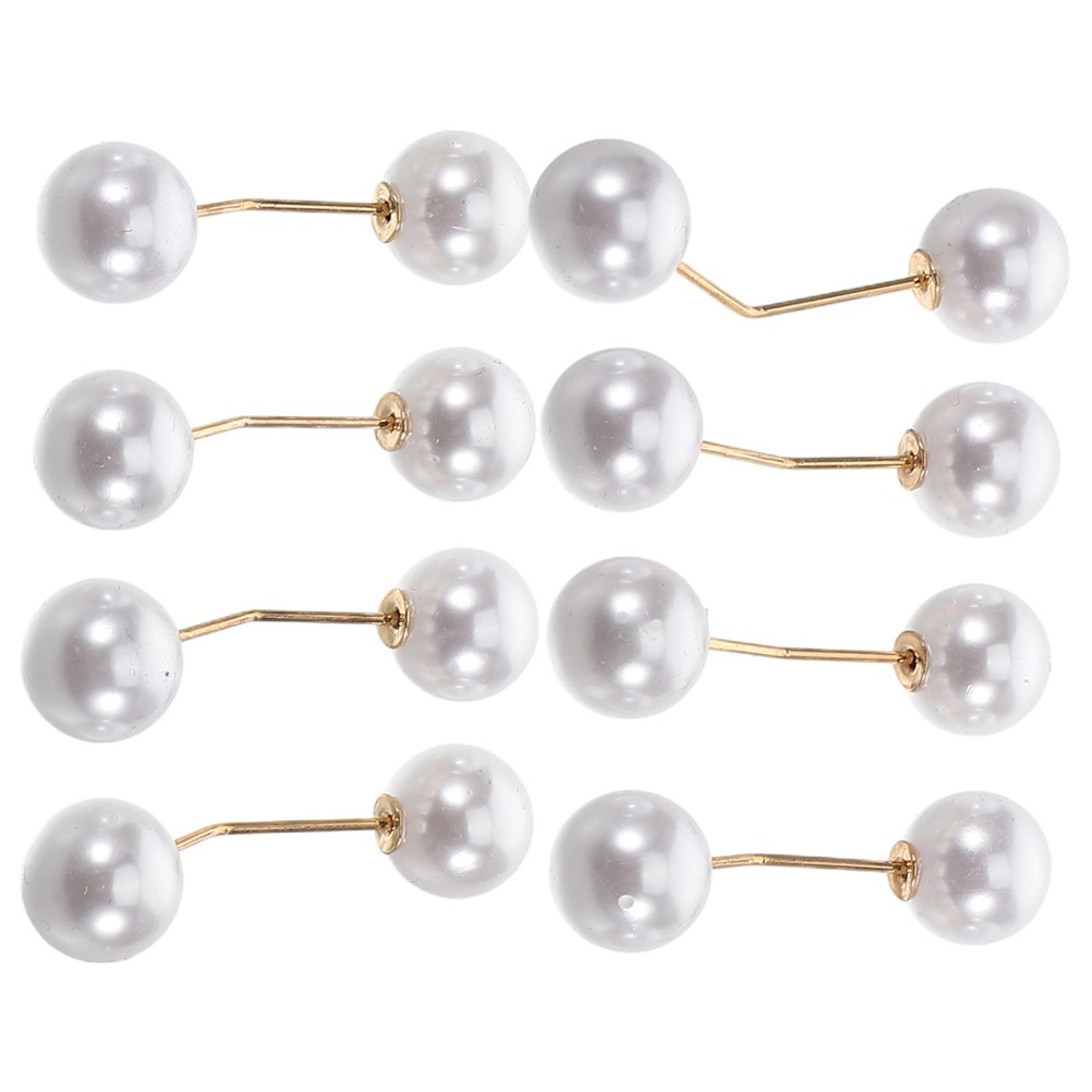 8Pcs White Zinc Alloy Safety Pins Stylish Bead Brooches for Clothing