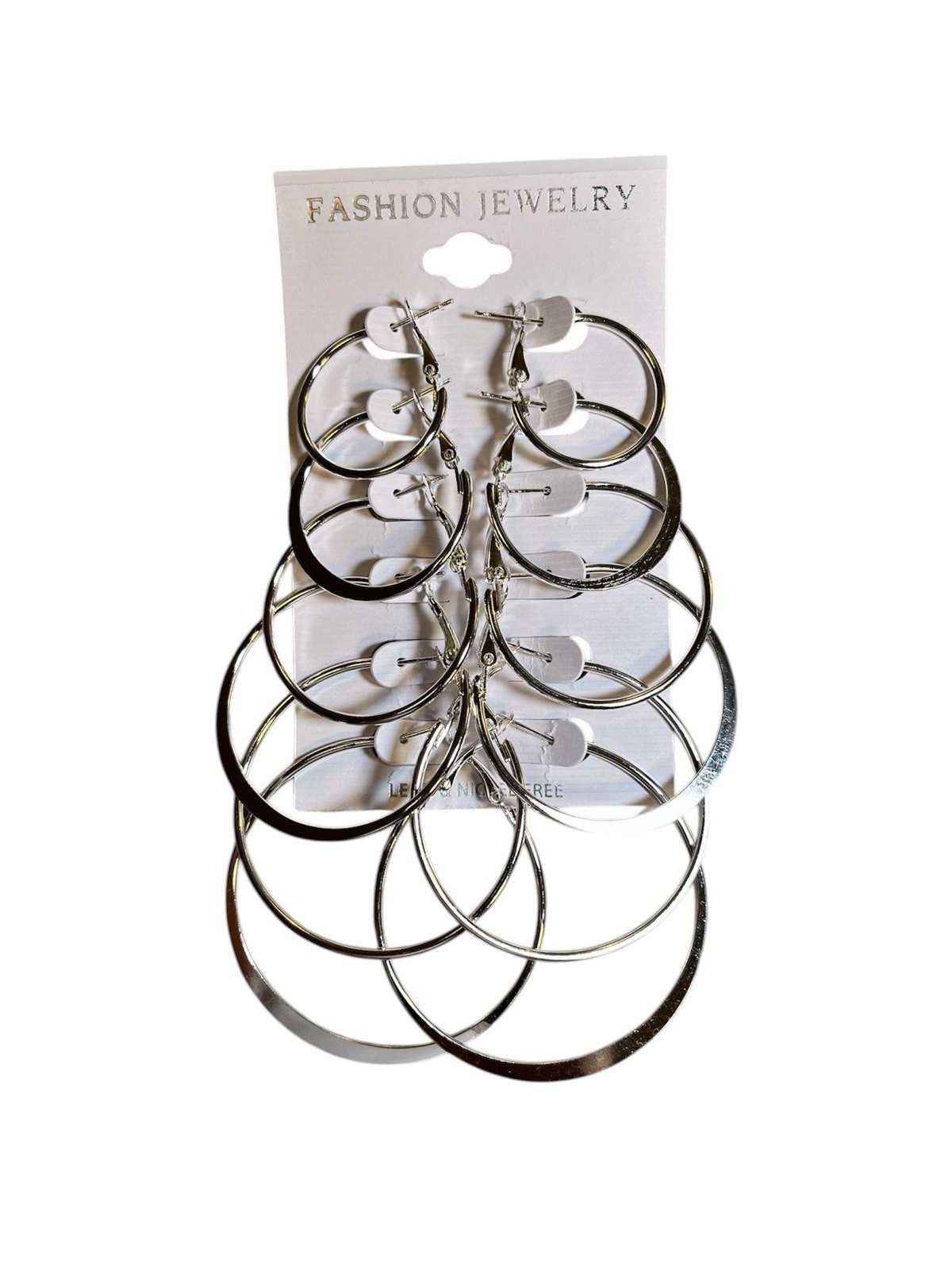 NEW 6 PAIR WOMENS FASHION JEWELRY EARRINGS SILVER COLOR LEAD AND NICKEL FREE