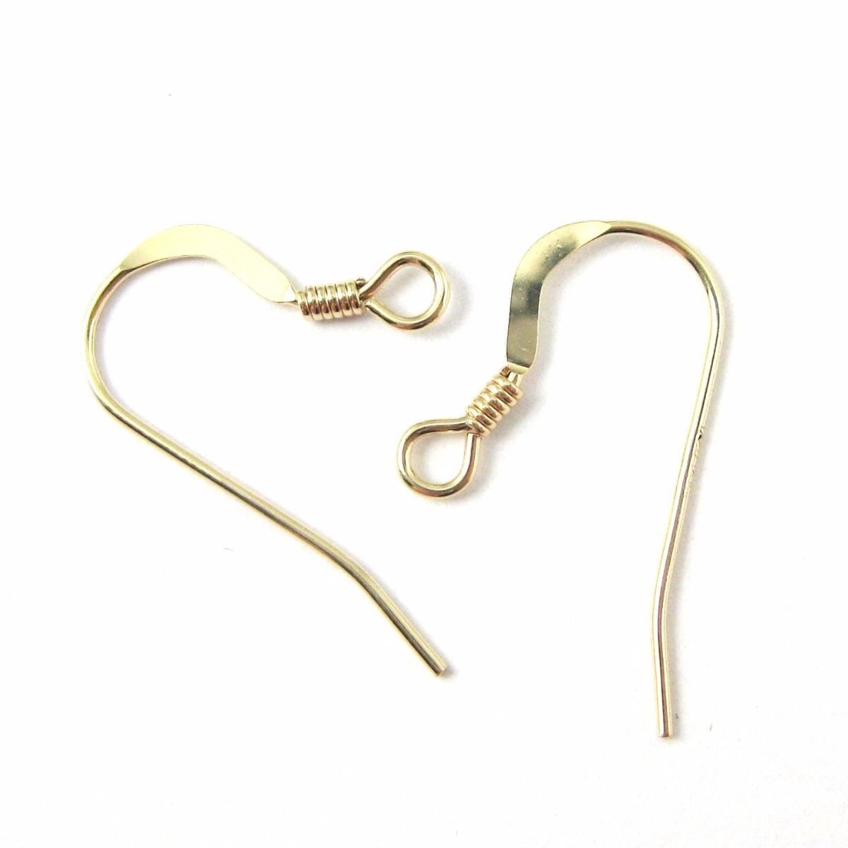 14K Gold Filled Earring Findings – Flat Fish Hook with Coil Ear Wire (3 Pairs)