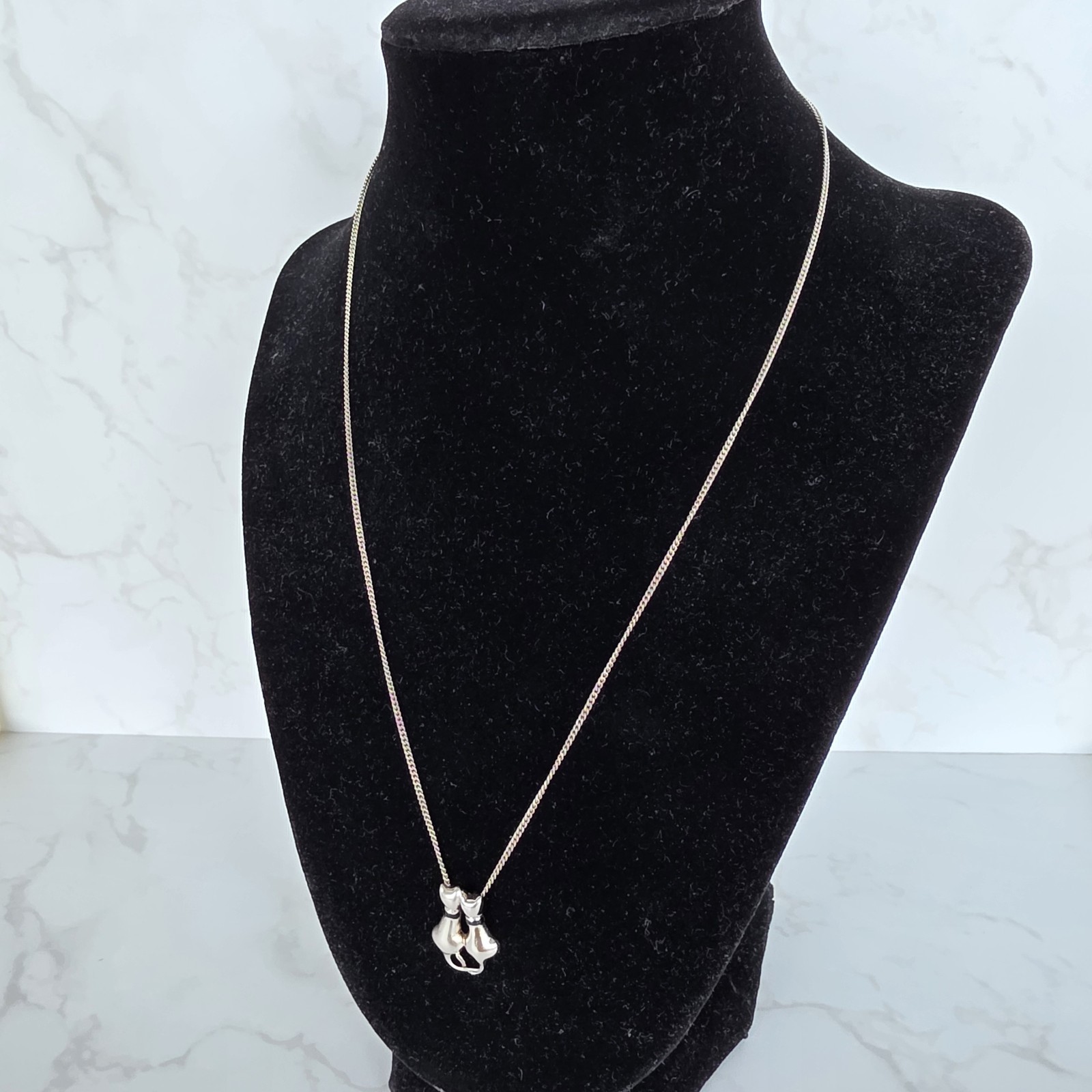 Two Cats Pendant Necklace – 925 Sterling Silver 18 To 20 Inches