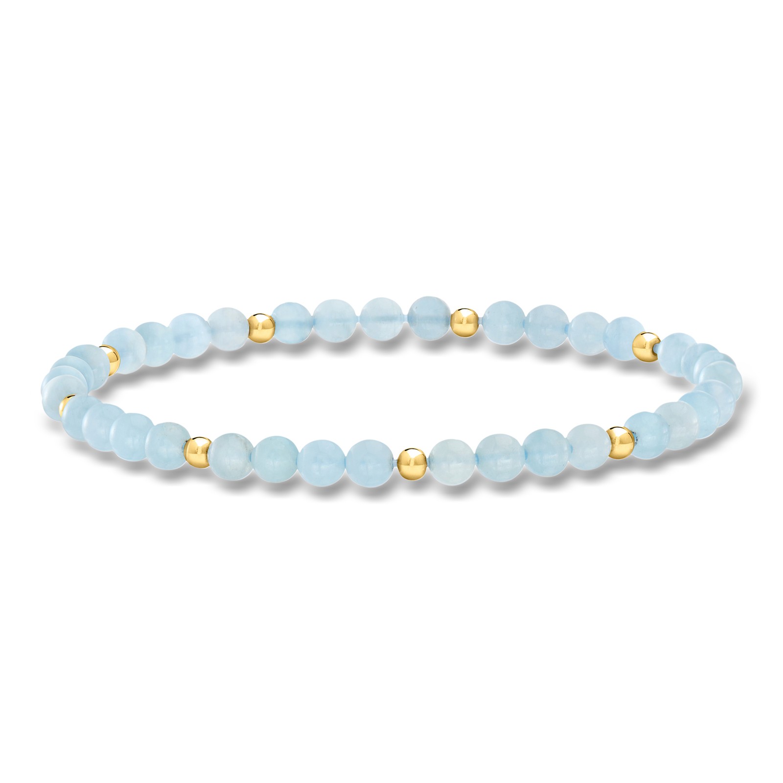 20.00 ct. t.w. Aquamarine Bead Stretch Bracelet With 14kt Yellow Gold